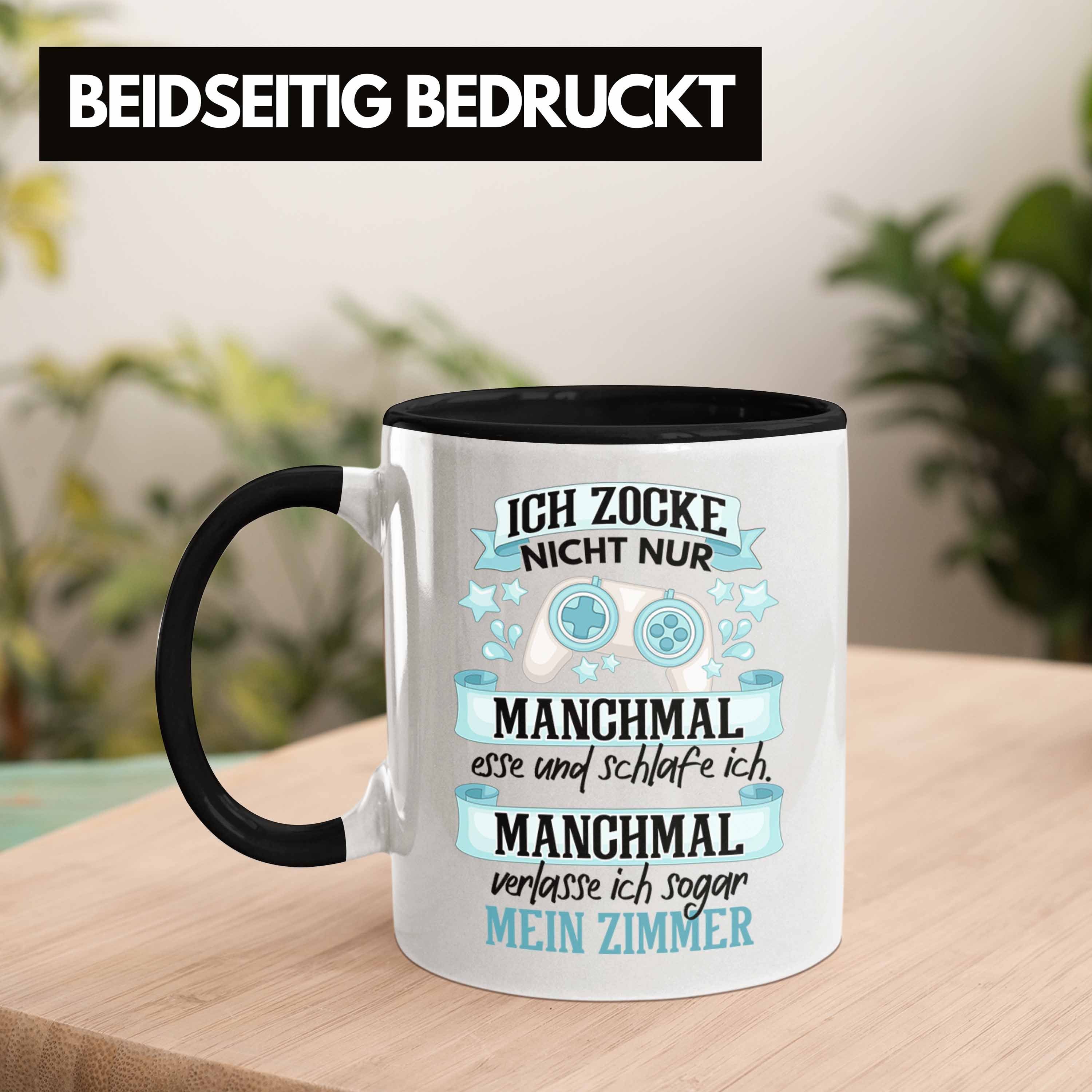 Video Schwarz Zocker Tasse Lustige Trendation PC Gamer Jungs - Spruch Trendation Tasse Kaffeetasse Geschenk Gaming Geschenk Games Gaming