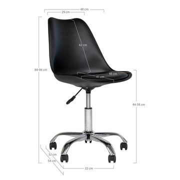 LebensWohnArt Stuhl Moderner Bürostuhl SCANDINAVIA - schwarz Drehstuhl