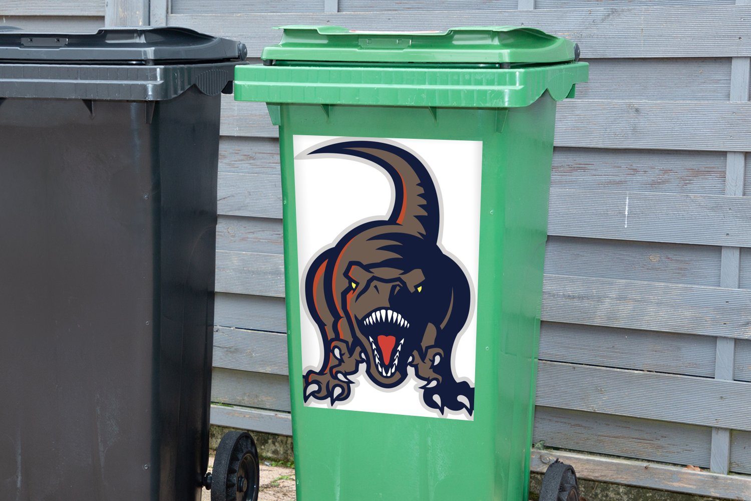 MuchoWow Wandsticker Dino - Abfalbehälter - - Container, Mülltonne, Mülleimer-aufkleber, St), Sticker, Illustration Kinder (1 - Kinder Wildtiere