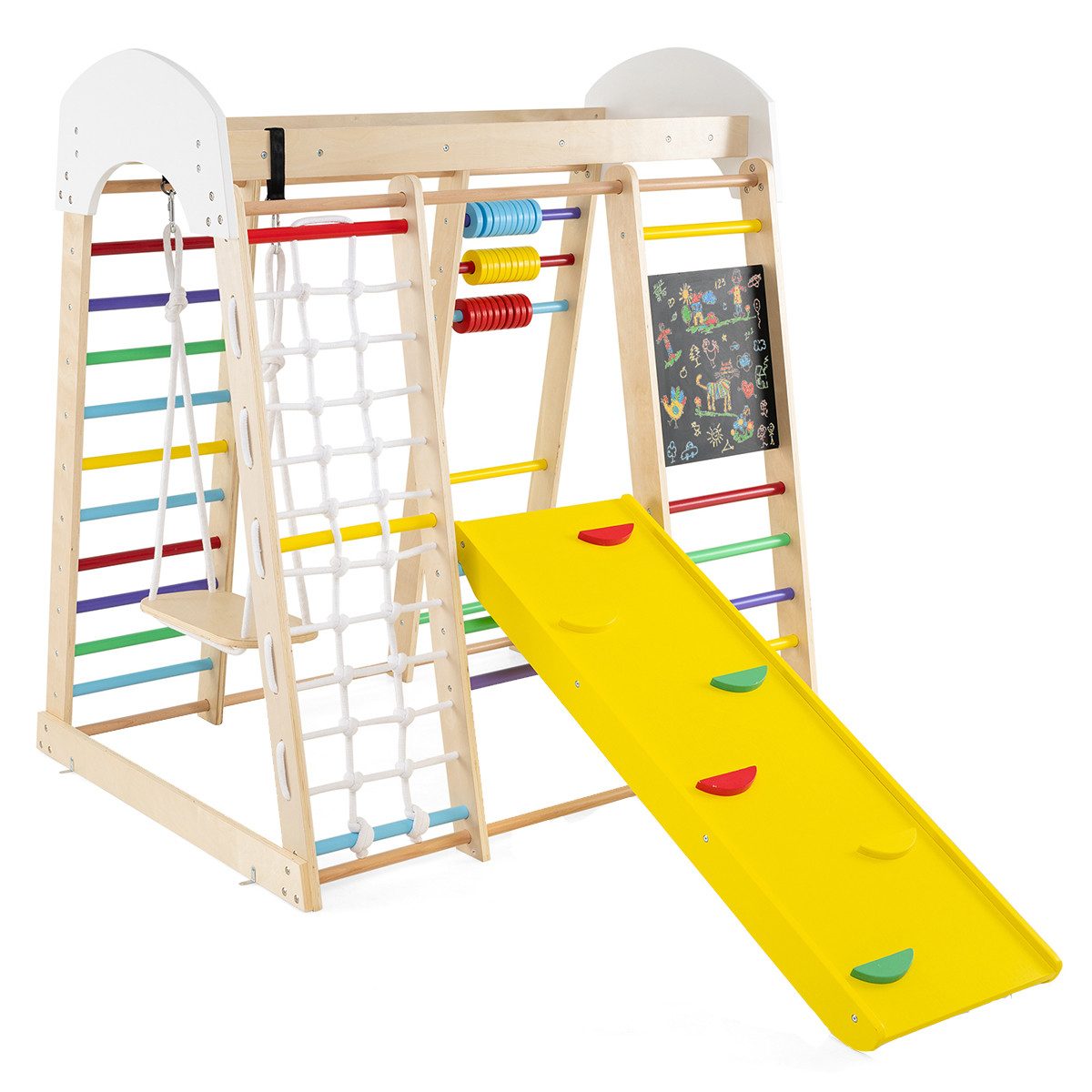 COSTWAY Klettergerüst, 8in1 Kletterdreieck & Kletternetz, Kinder Spielplatz