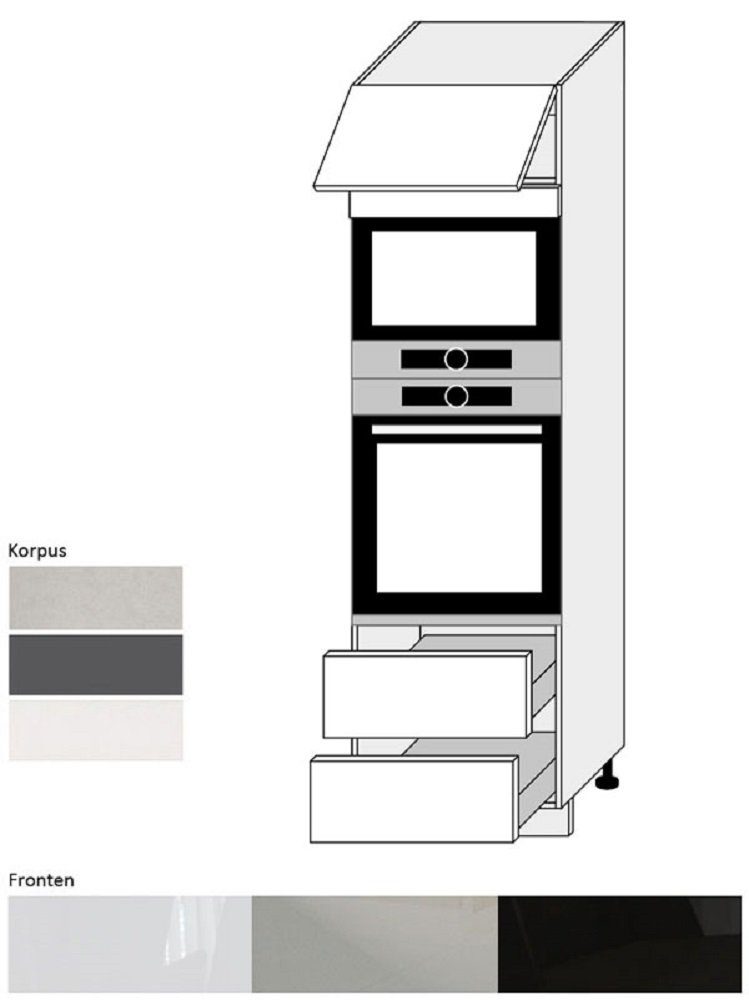 Backofen, Frontfarbe Korpus weiß - Feldmann-Wohnen und / matt für ES-D14/RU/2E/284 Korpus- mit (Umbauschrank wählbar Vollauszug Hochglanz lava Küchenschrank) Backofenumbauschrank ESSEN Front