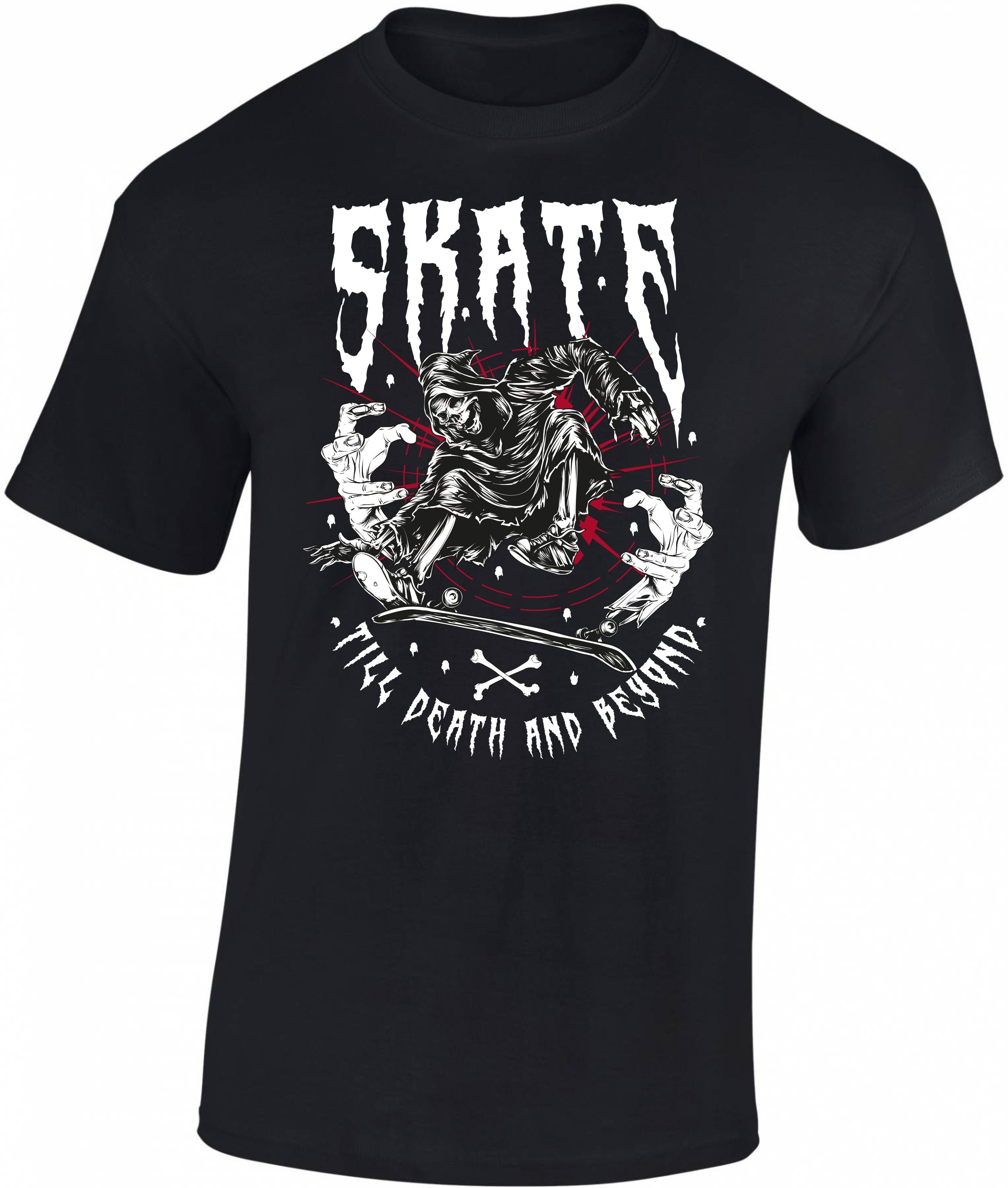 Baddery Print-Shirt Kinder Skateboard T-Shirt: Skate till Death - Skaten Skater, hochwertiger Siebdruck, aus Baumwolle