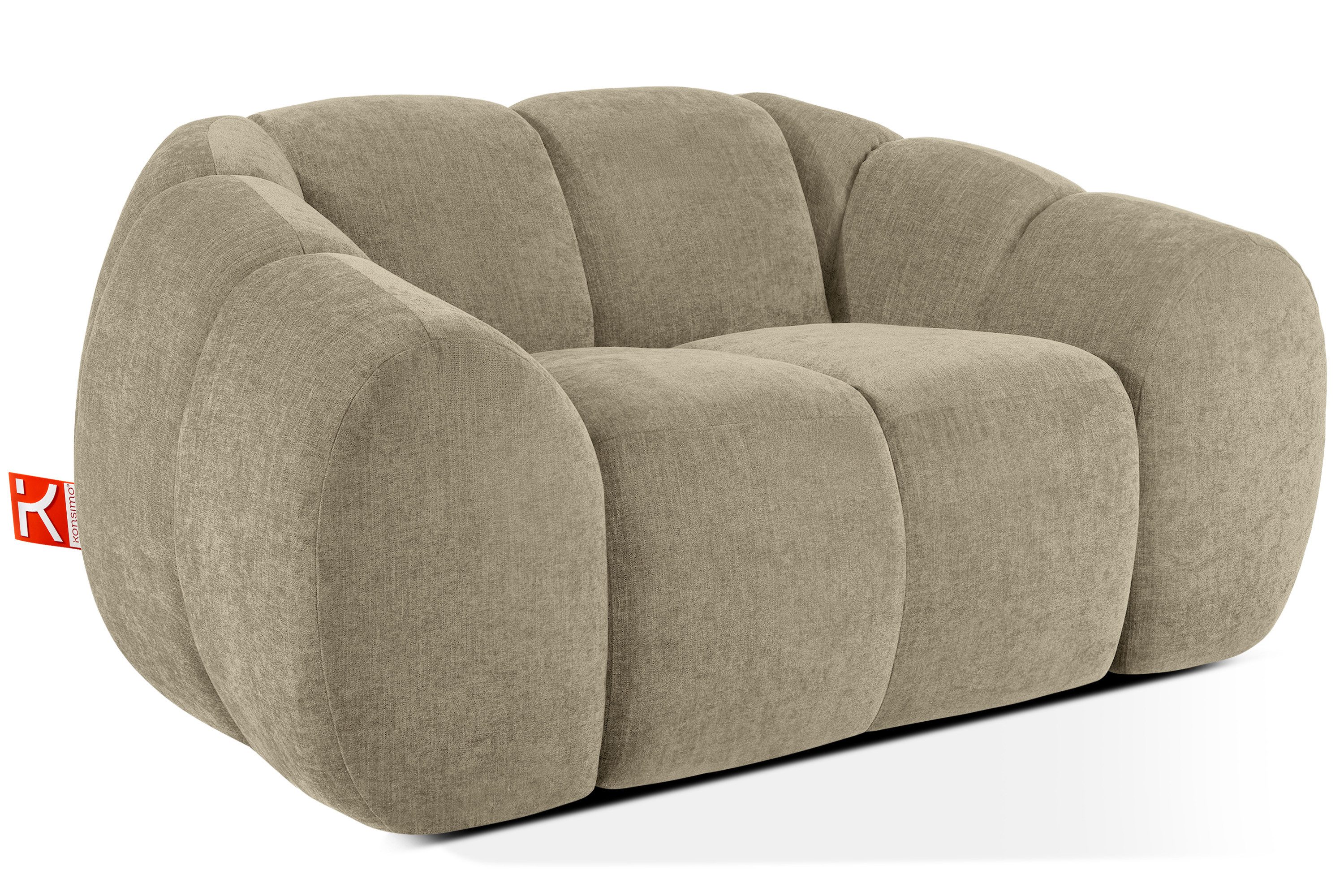 KONSIMO® Sessel FLAVA Einzelsessel, handgefertigt, Premiumqualität aus EU (Relaxsessel), mit Wellfedern, Retro-Modern, höchster Komfort