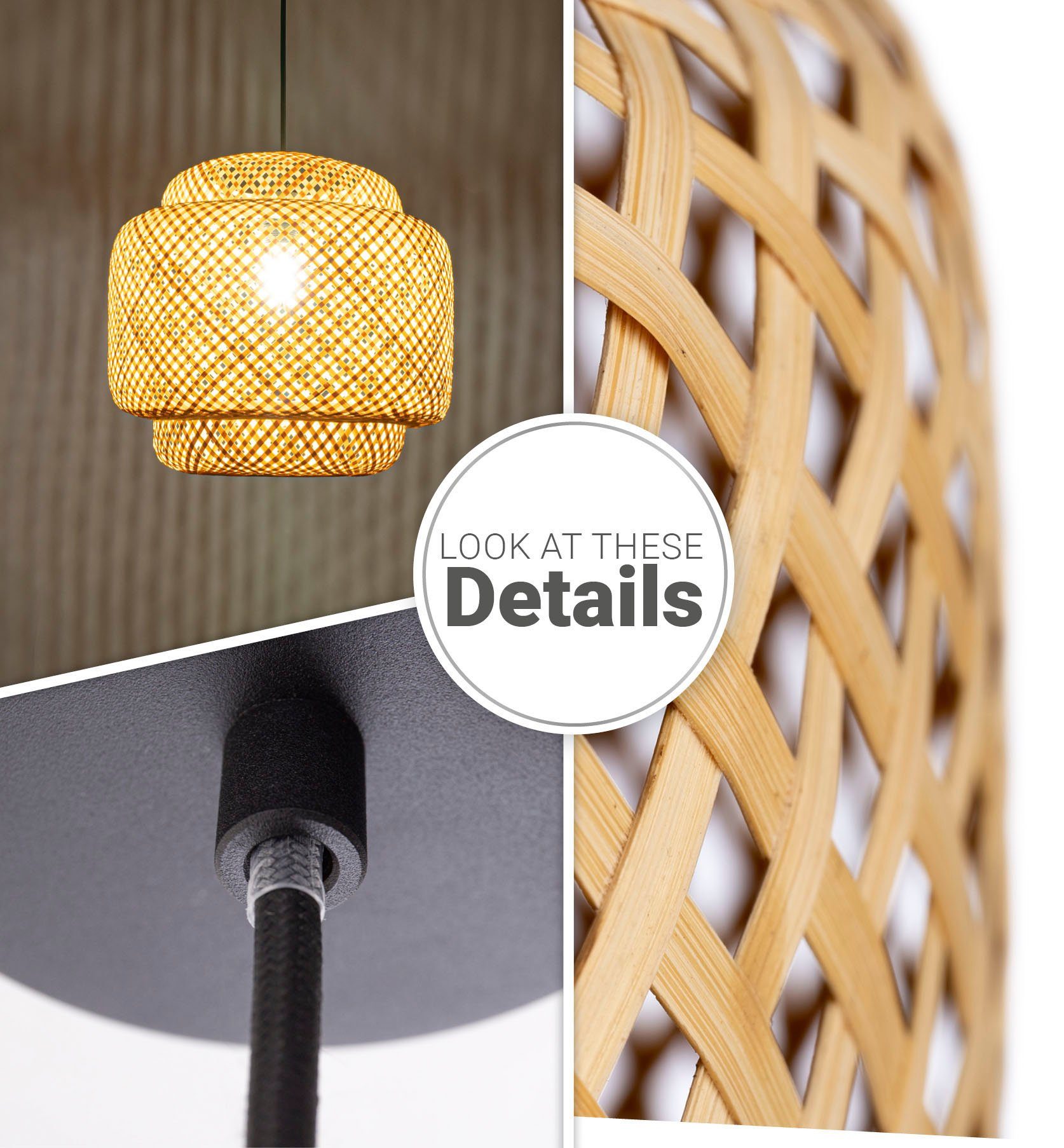 Paco Home Pendelleuchte KORVI, ohne Leuchtmittel, Korblampen Pendelleuchte günstig online kaufen