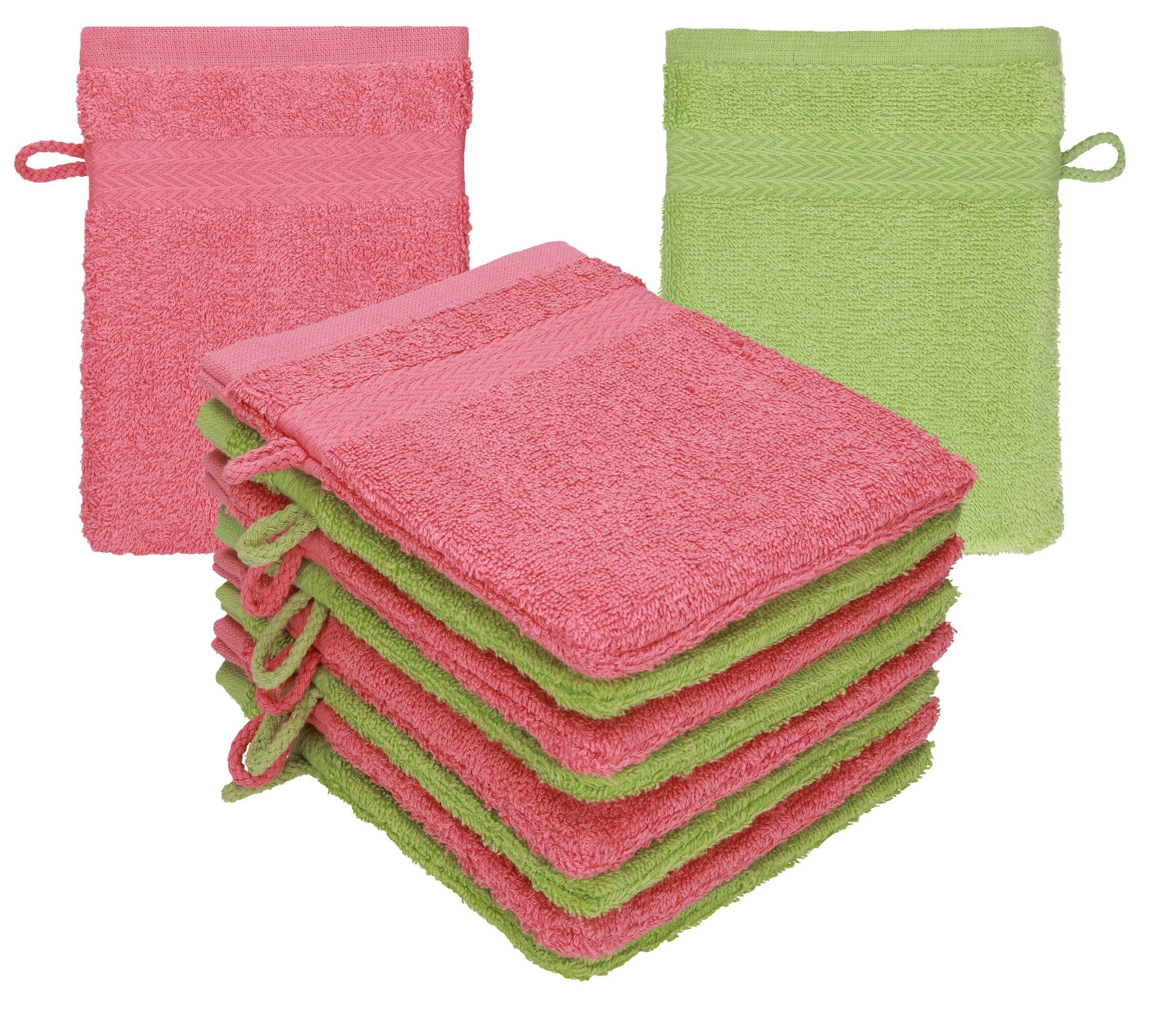 Betz Waschhandschuh 10 Stück Waschhandschuhe Premium 16x21 cm Farbe Himbeere - avocadogrün, (10-St)