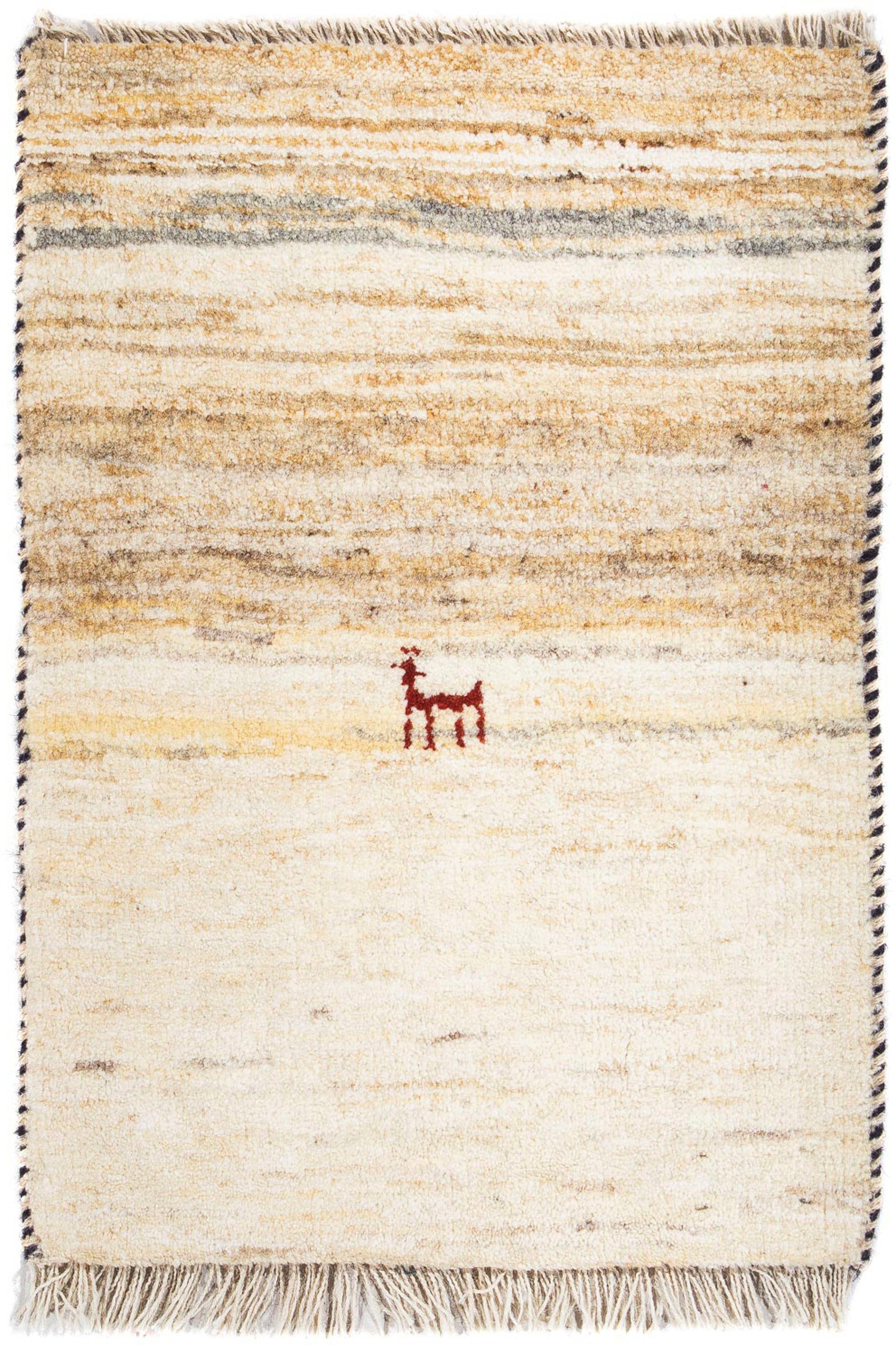 rechteckig, Handgeknüpft, mm, mit Gabbeh morgenland, Höhe: - Einzelstück beige, - cm Perser - Wollteppich 40 Zertifikat 18 x Wohnzimmer, 60
