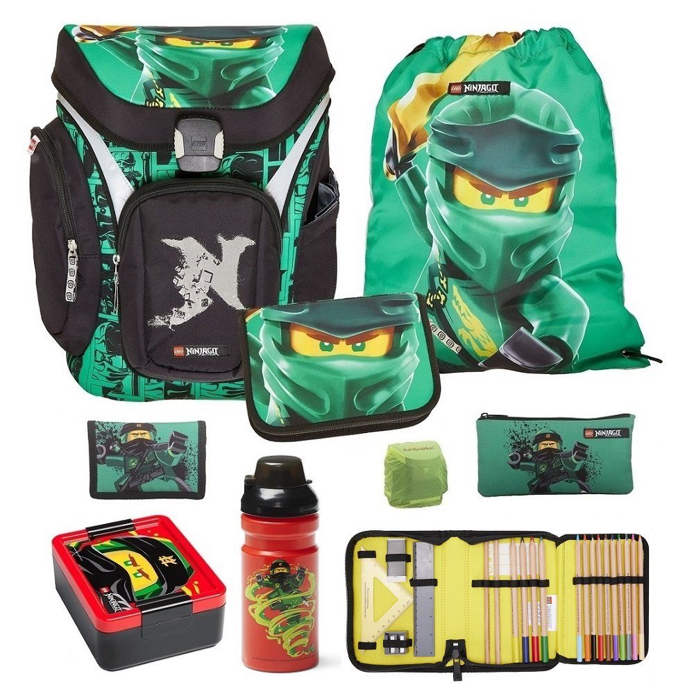 LEGO® Bags Ранцы Lego Ninjago Schultasche "Explorer" mit Lunch-Set (Set, 8-tlg., mit Dose und Flasche), ab der 1. Klasse, Ergonomisch, 16L Volumen, wasserabweisend