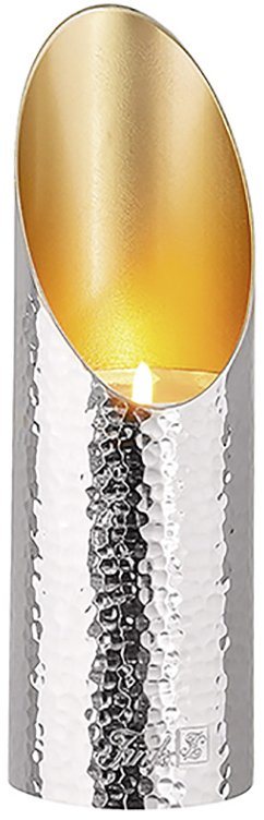 Fink Teelichthalter FIRAT, Kerzenhalter, mit besonderem Lichteffekt, aus  Metall, vernickelt, Vernickelt, poliert, gehämmert