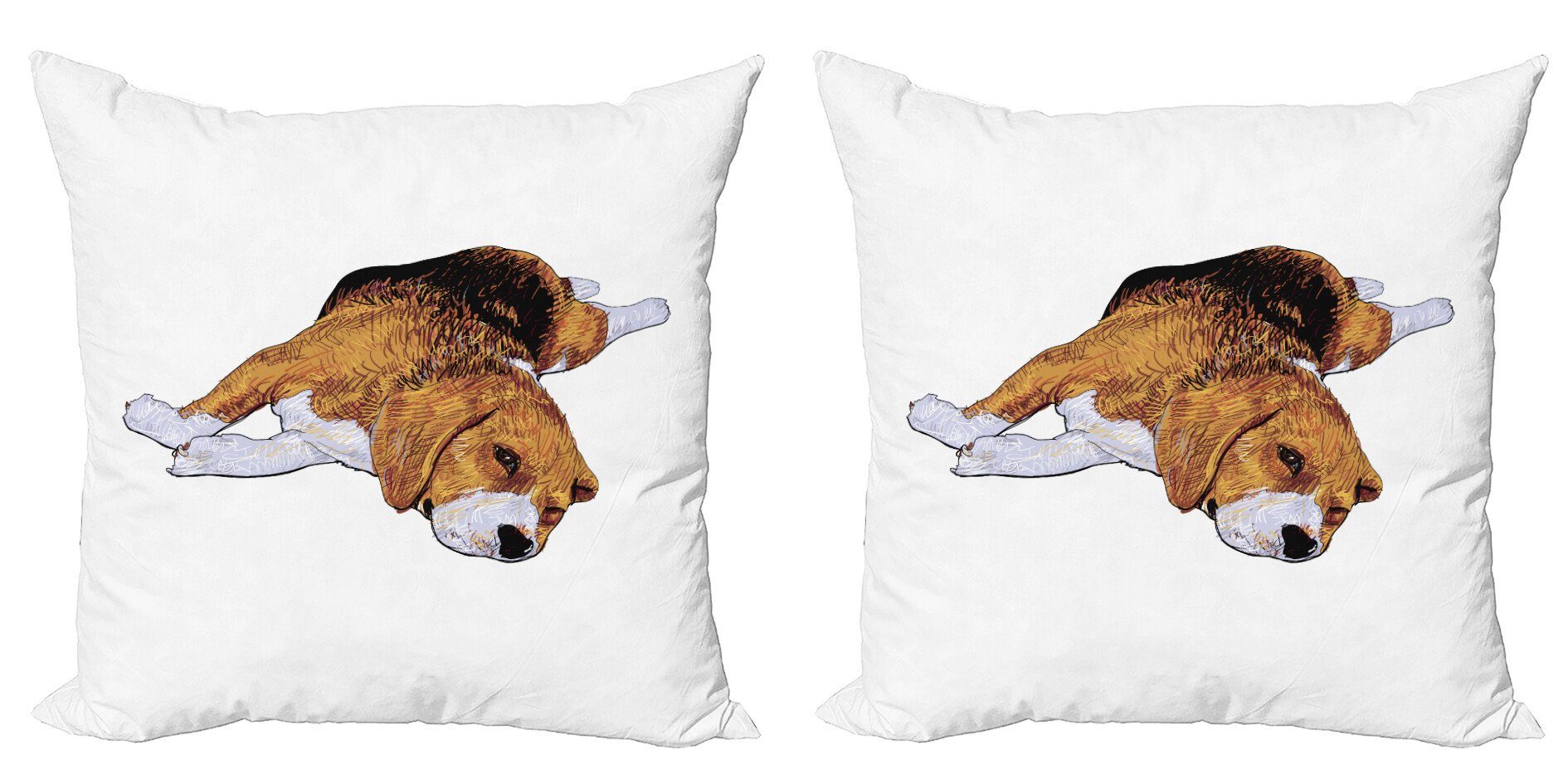 Kissenbezüge Modern Accent Doppelseitiger Digitaldruck, Abakuhaus (2 Stück), Beagle Vor dem Einschlafen Hund