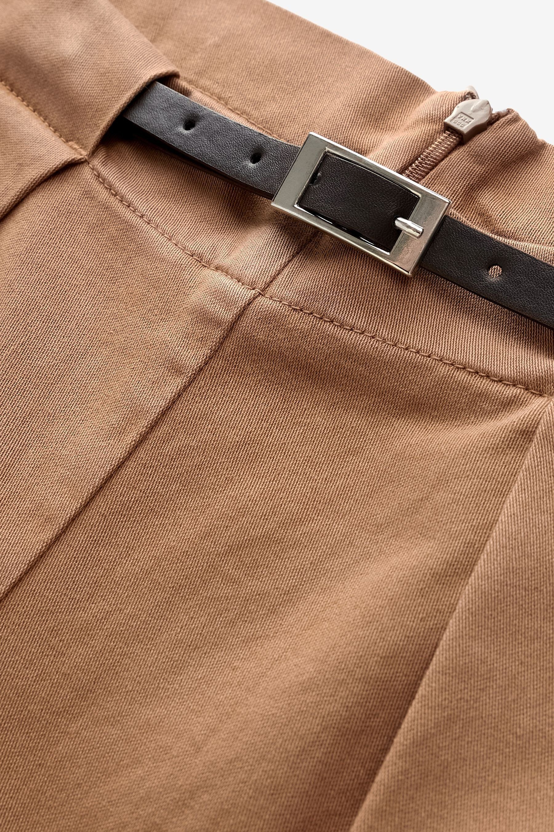 Premium-Anzughose mit Camel Next Stoffhose (1-tlg) Gürtel Brown