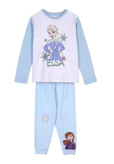 Disney Frozen Schlafanzug Die Eiskönigin Elsa Mädchen Schlafanzug Langarm Shirt + Schlaf-Hose (2 tlg)