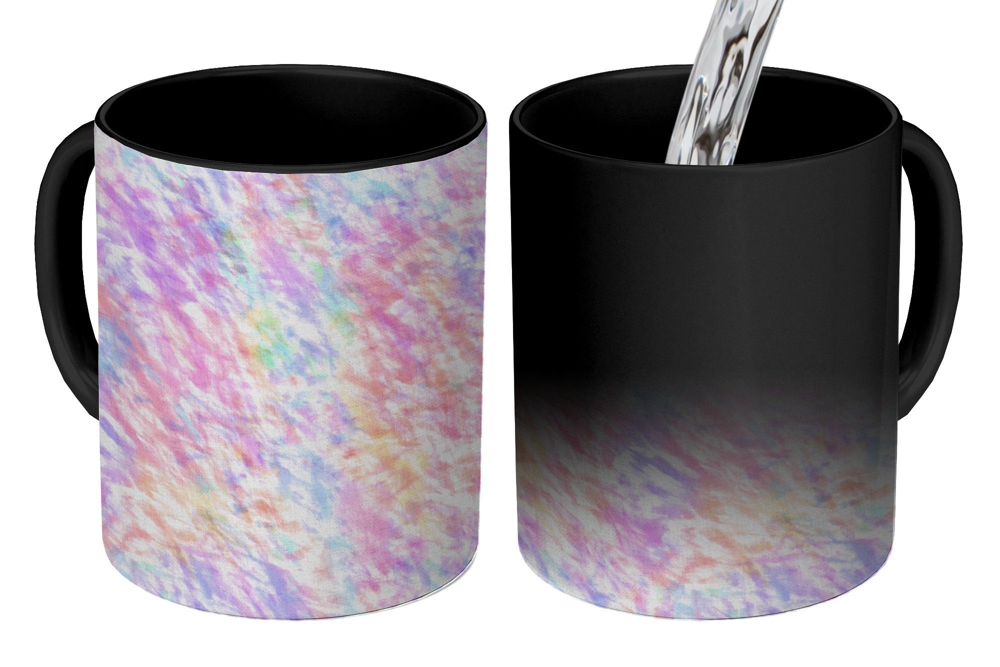 MuchoWow Tasse Regenbogen - Farbe - Muster - Krawattenfärbung, Keramik, Farbwechsel, Kaffeetassen, Teetasse, Zaubertasse, Geschenk