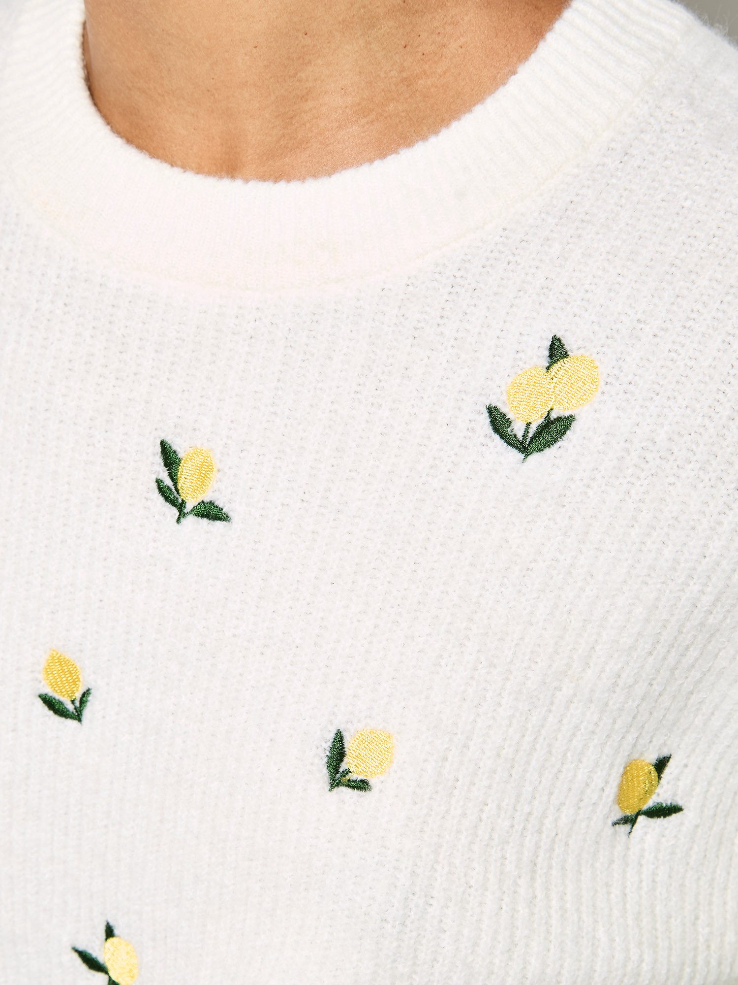 Apricot Strickpullover Bestickter Pullover mit Zitronenmuster