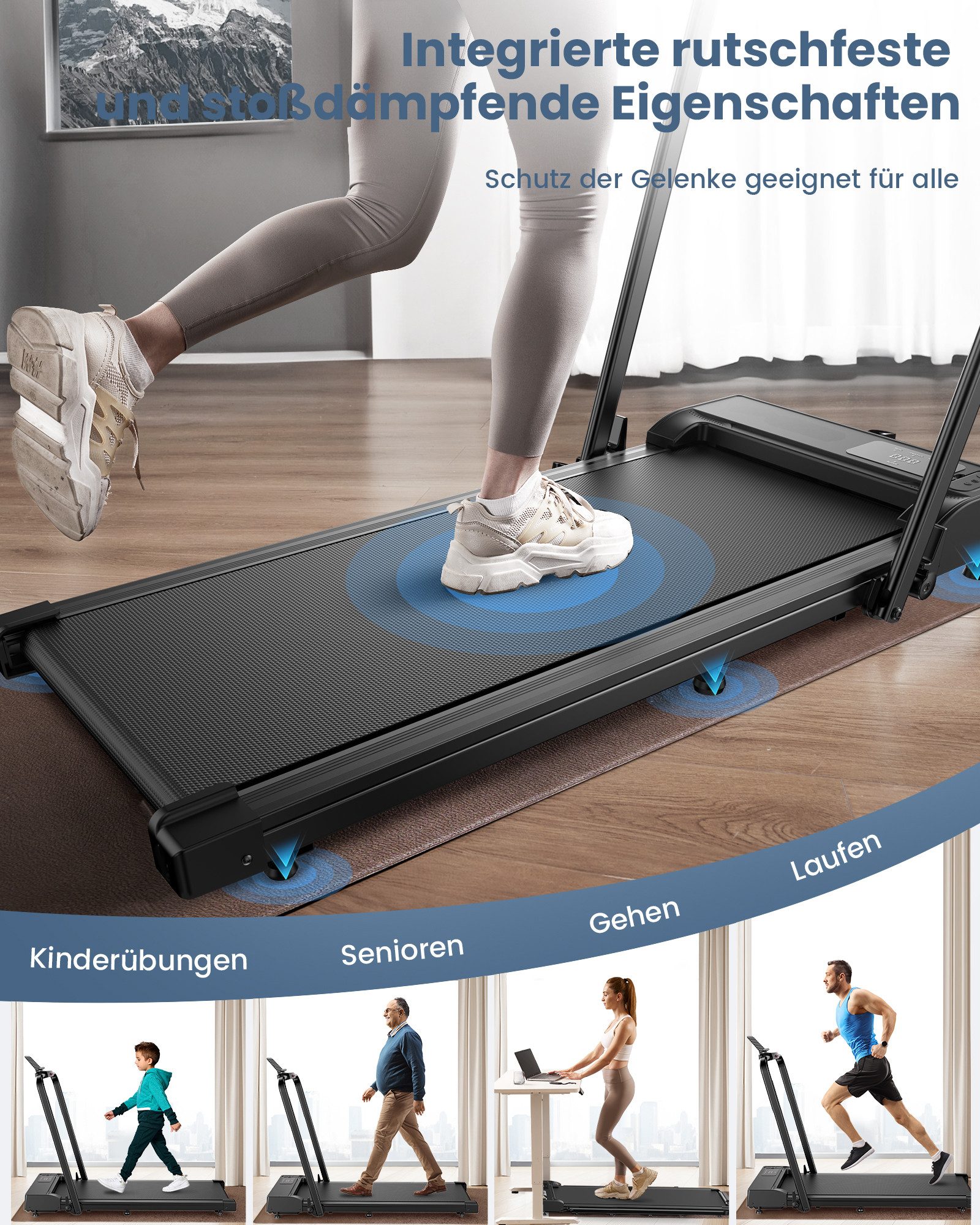 iscooter Laufband Klappbares Laufband bis 6/10/12 km/h walking jogging pad, Hochwertiger Stahlrahmen, 2.5HP Hochleistungsmotor