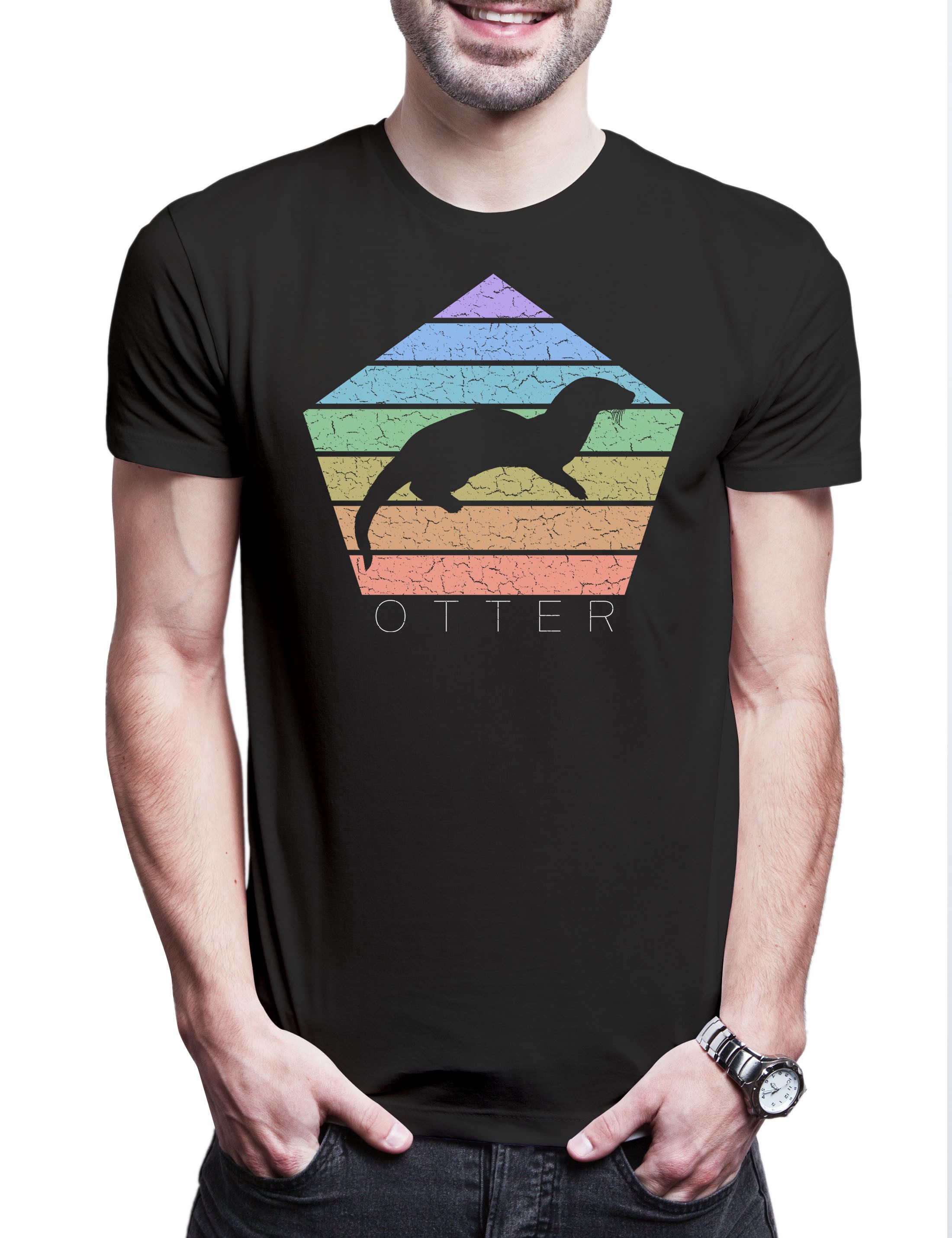Print-Shirt Otter D Herren T-Shirt Retro Wildlife lontra Nutria Fischotter