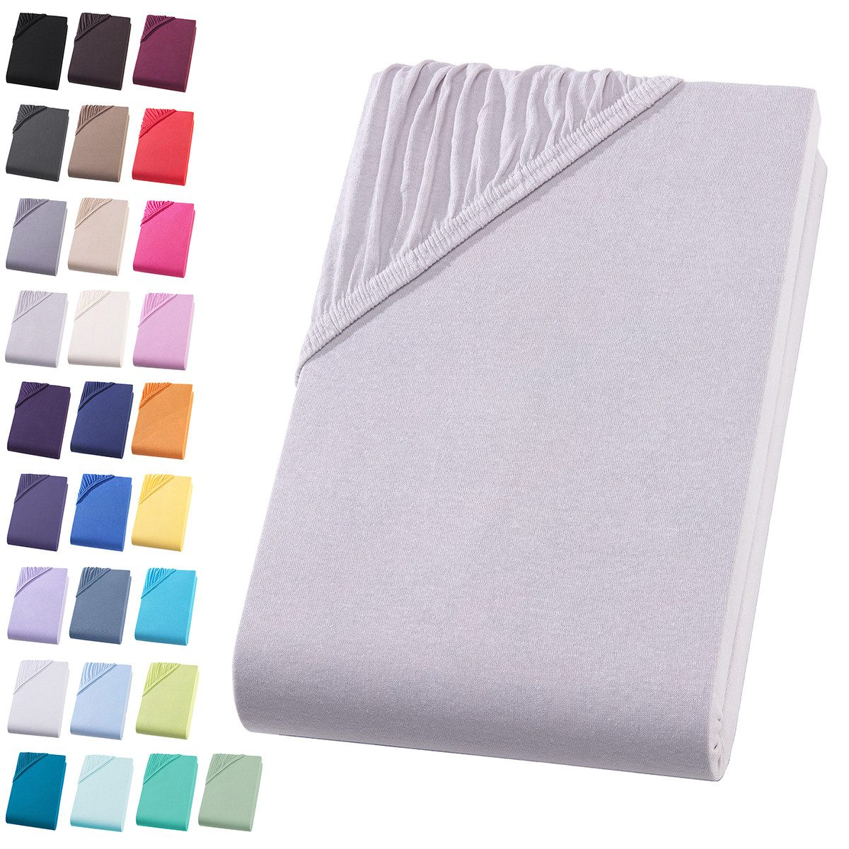 Visaggio Spannbettlaken Jersey aus 100% Baumwolle Spannbetttuch Bettlaken, Jersey, Gummizug: rundum, Spannbettlaken, für Matratzenhöhen bis 22 cm, Steghöhe 30 cm