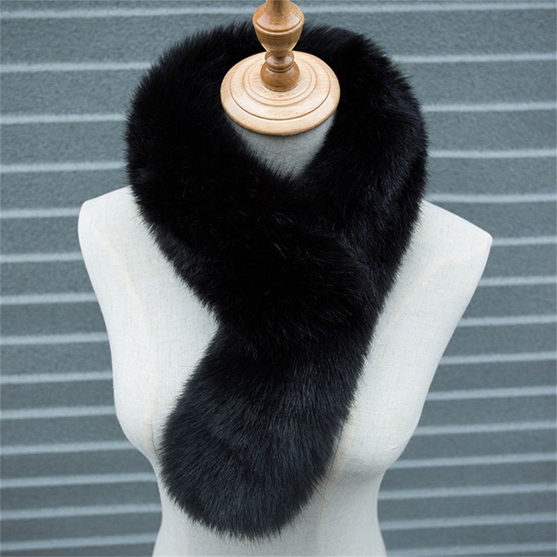 DÖRÖY Modeschal Damen Winter warm verdickt Plüsch Schal,Nachahmung Pelz einfarbigSchal Schwarz