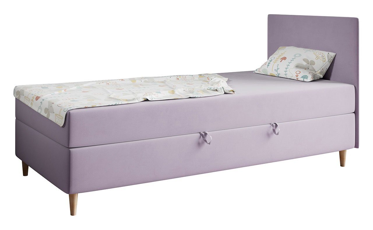 MKS MÖBEL Kinderbett ZUZA 1, Kinderzimmer Jugendzimmer Violett für und - 90x200, Polsterbett Einzelbett