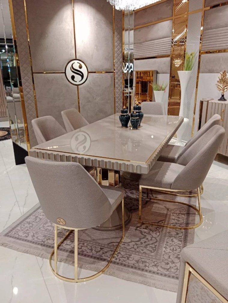 JVmoebel Esszimmer-Set Esszimmer Set Garnitur Tisch 6xStühle Design Modern Меблі Luxus Sofort, (7-St)