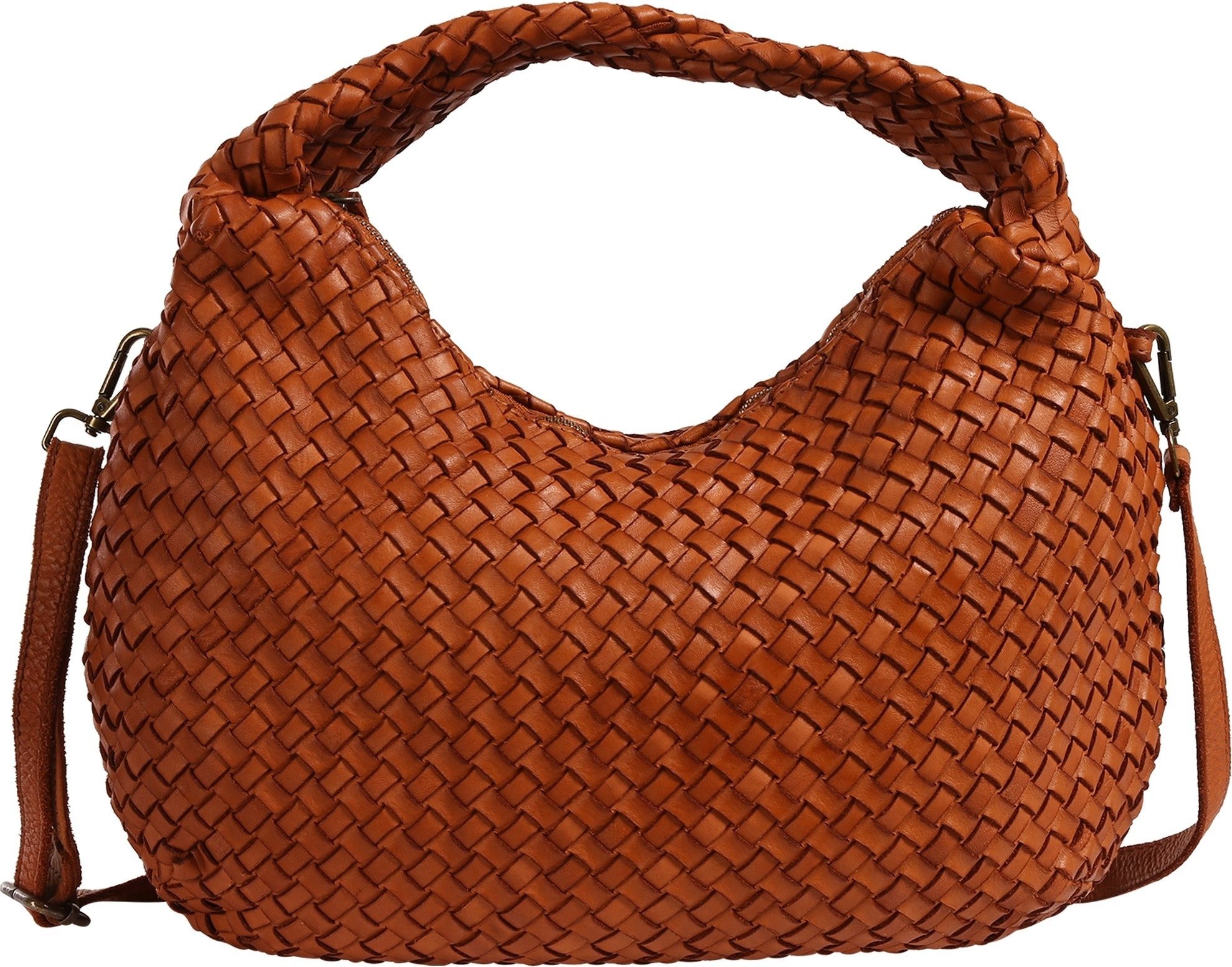 Toscanto Schultertasche Toscanto Damen Schultertasche Leder (Schultertasche), Damen Leder Schultertasche, mittelbraun, cuoio ca. 46cm