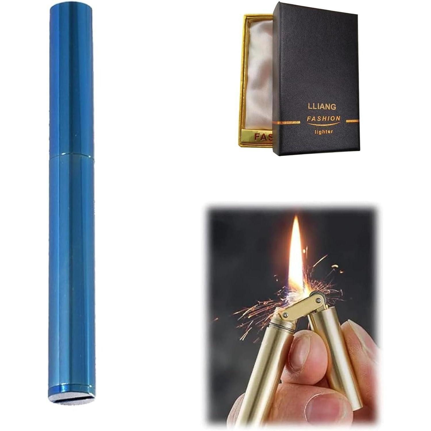 lliang Feuerzeug Feuerzeug Streichholzfeuerzeug Outdoor Wasserdicht Tragbar Feuerstein