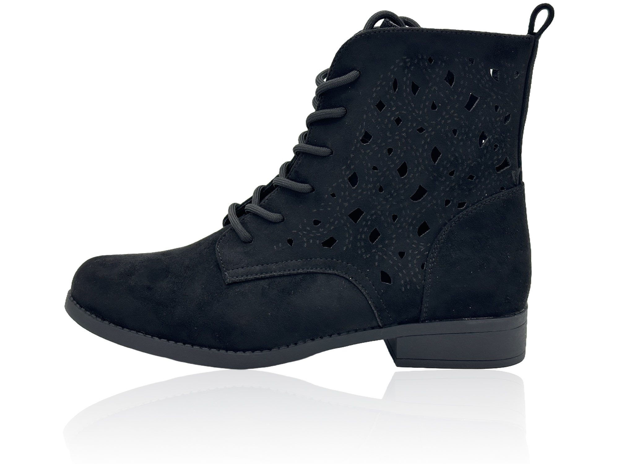 Nowaland Damen Schnür Stiefelette mit Reißverschluss Stiefelette Moderne Western-Stiefelette mit dekorativer Schnürung