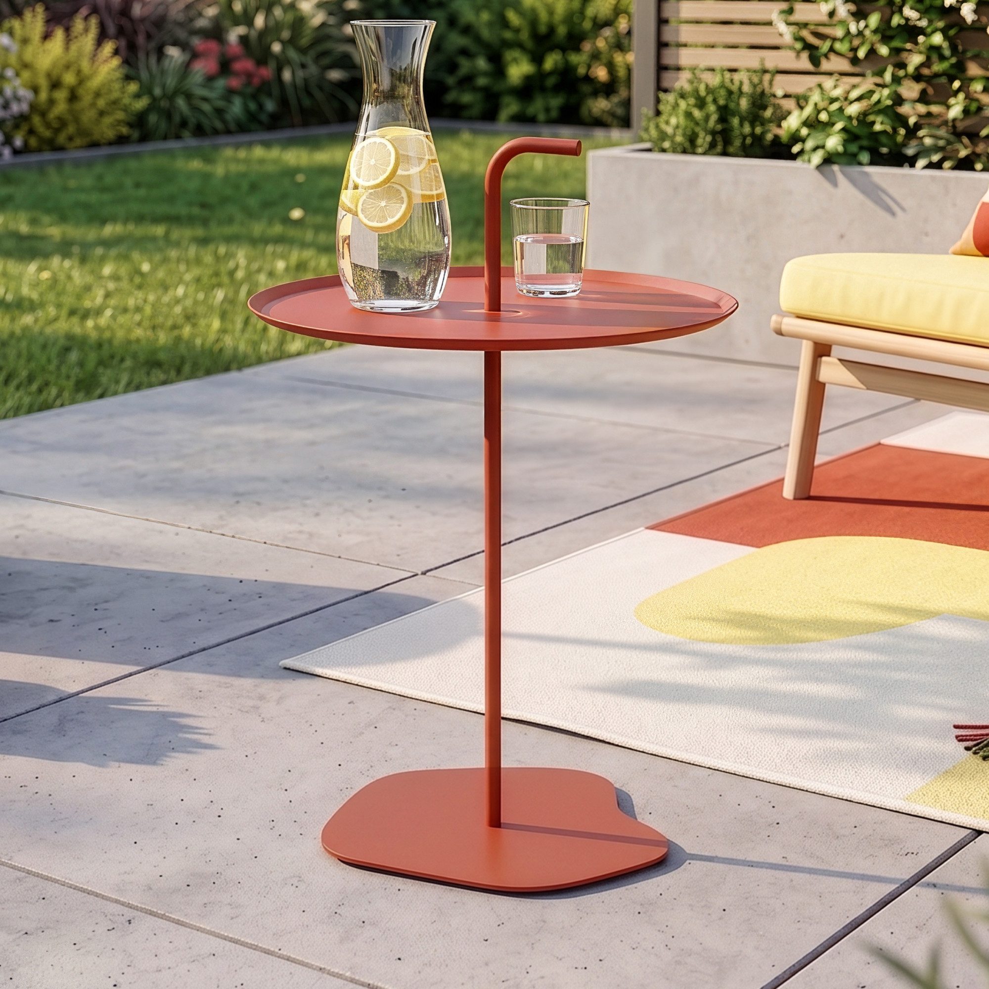 casa.pro Beistelltisch, »Calimera« 57 x Ø38 cm mit Griff rund Stahl Terracotta