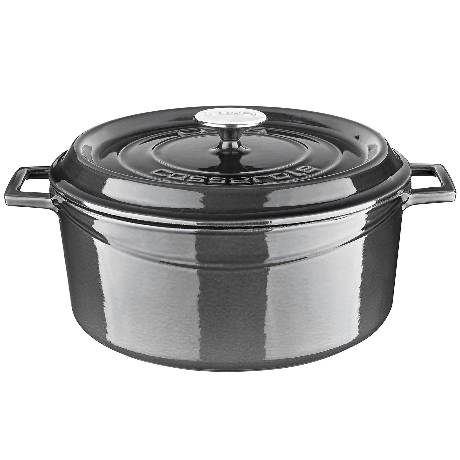 LAVA Topf-Set LAVA Gusseisentopf mit Deckel, emailliert, Ø 28 cm, 6,71 Liter, Gusseisen (2-tlg), emailliertes Gusseisen, backofengeeignet