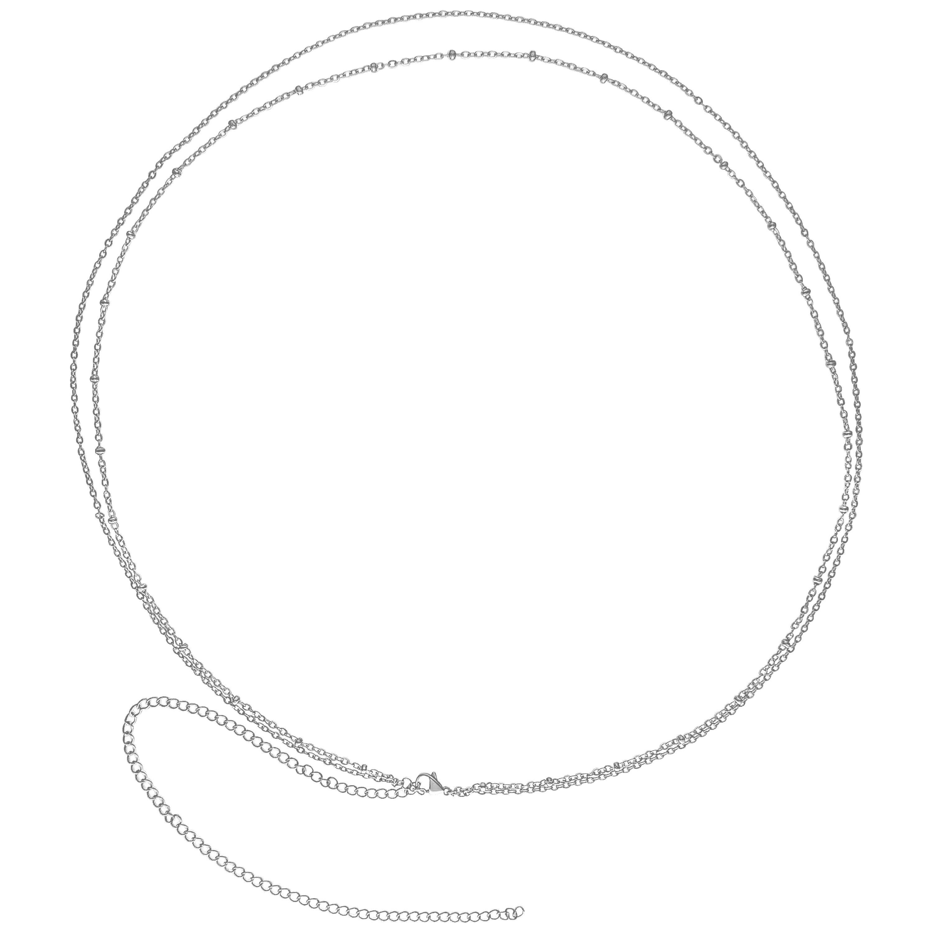 Wildcat Piercing-Set Doublerow Belly Chain für Bauchnabel, 1 Stück, Chirurgenstahl 316L - wasserfest, hautverträglich, Silber