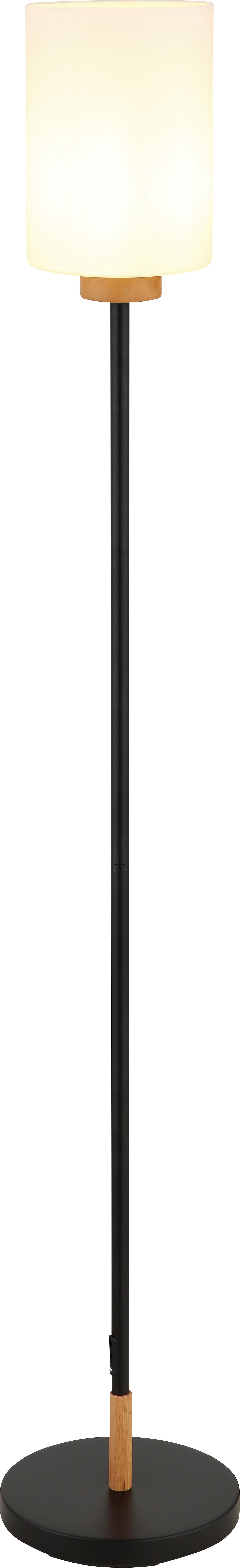 GLOBO LIGHTING Stehlampe ROWENA, ohne Leuchtmittel, Stehleuchte schwarz & Holz, Fußschalter, warmes Licht, elegant