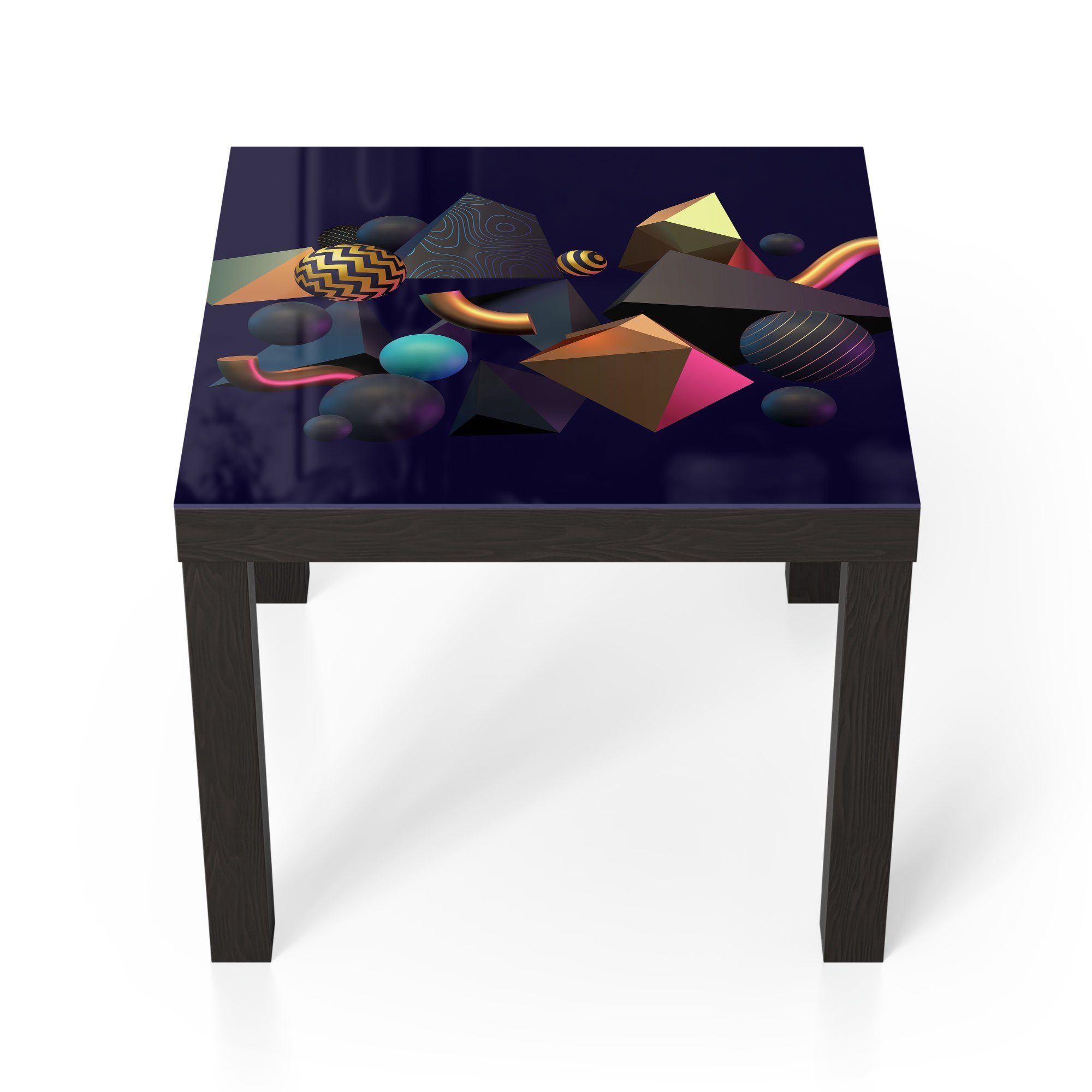 Schwarz modern 'Sammlung Formen', Glastisch Glas DEQORI Beistelltisch Couchtisch abstraker