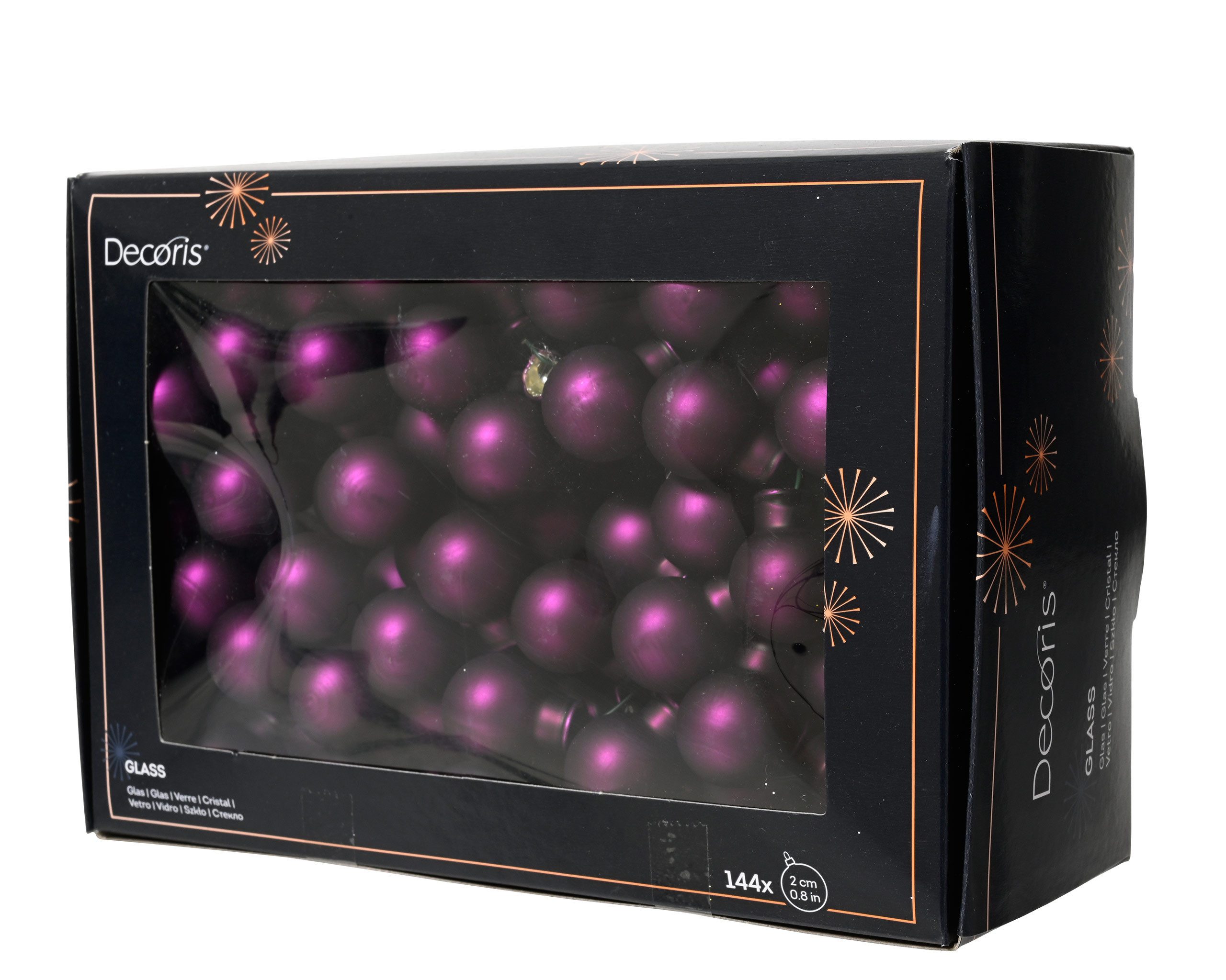 Kaemingk Weihnachtsbaumkugel, Weihnachtskugeln am Draht 2cm Glas 144 Stück - Feige matt