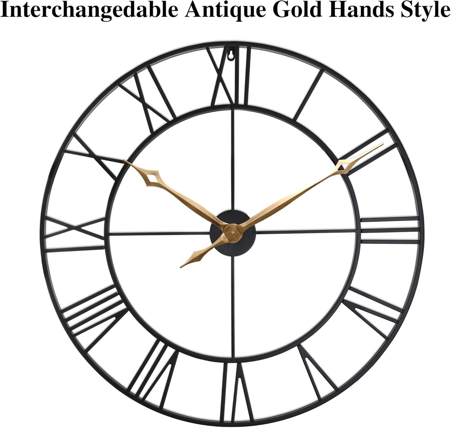 Samilito Wanduhr im Vintage-Stil Rund, 2cm Rahmen, römische Ziffern, leises Quarzwerk (Leises Quarzwerk, sanftes Ticken statt Störgeräusch, dicker Rahmen) – Bild 4 von 5