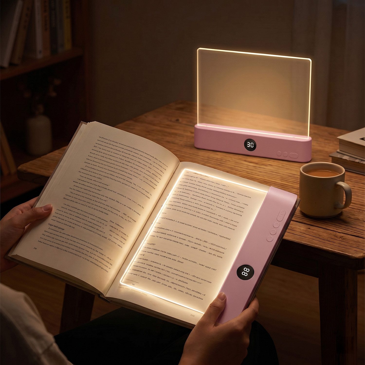 Rosnek LED Leselampe Buchlampe dimmbar mit Timer & 3 Lichtfarben, LED fest integriert, 1200 mAh, transparente Lichtplatte für Bett, Sofa, Büro & Reisen
