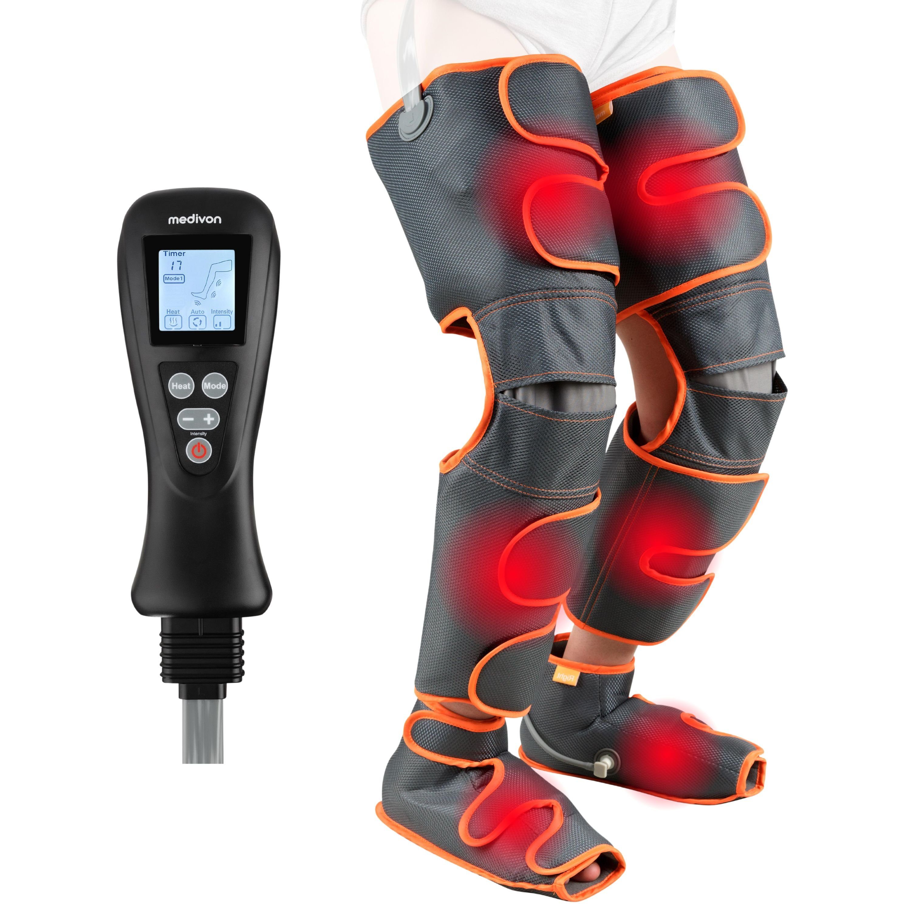 Fußmassagegerät Pro Beinmassagegerät, Noble AIR 4 Heizfunktion Modi, medivon pneumatisch,