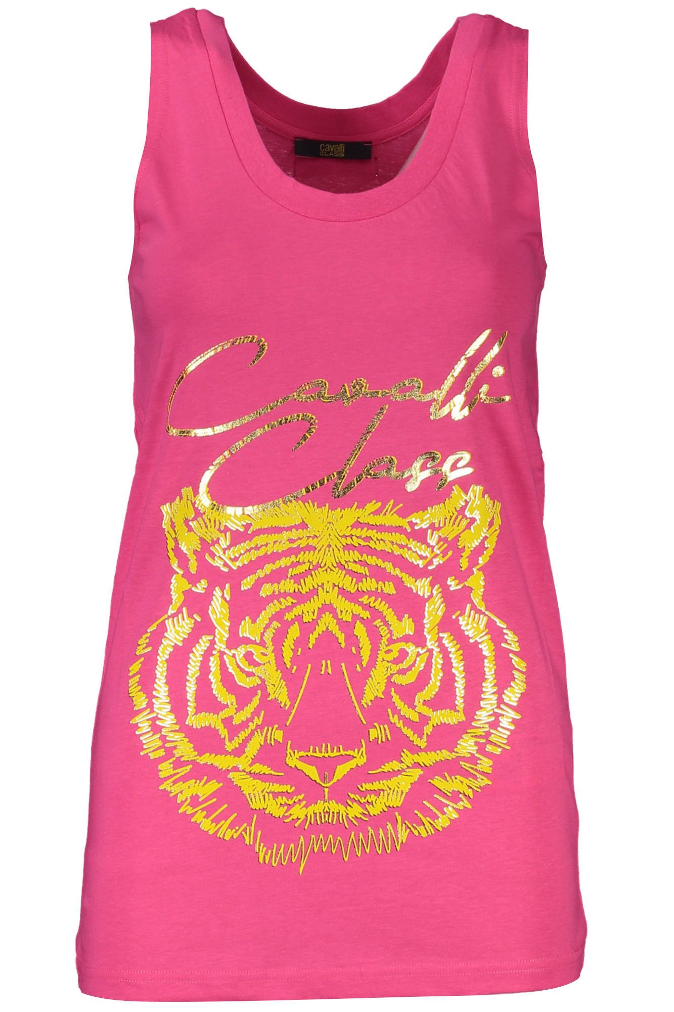 Cavalli Class T-Shirt Elegantes Damen-Top: Pinkes Tanktop mit Print &