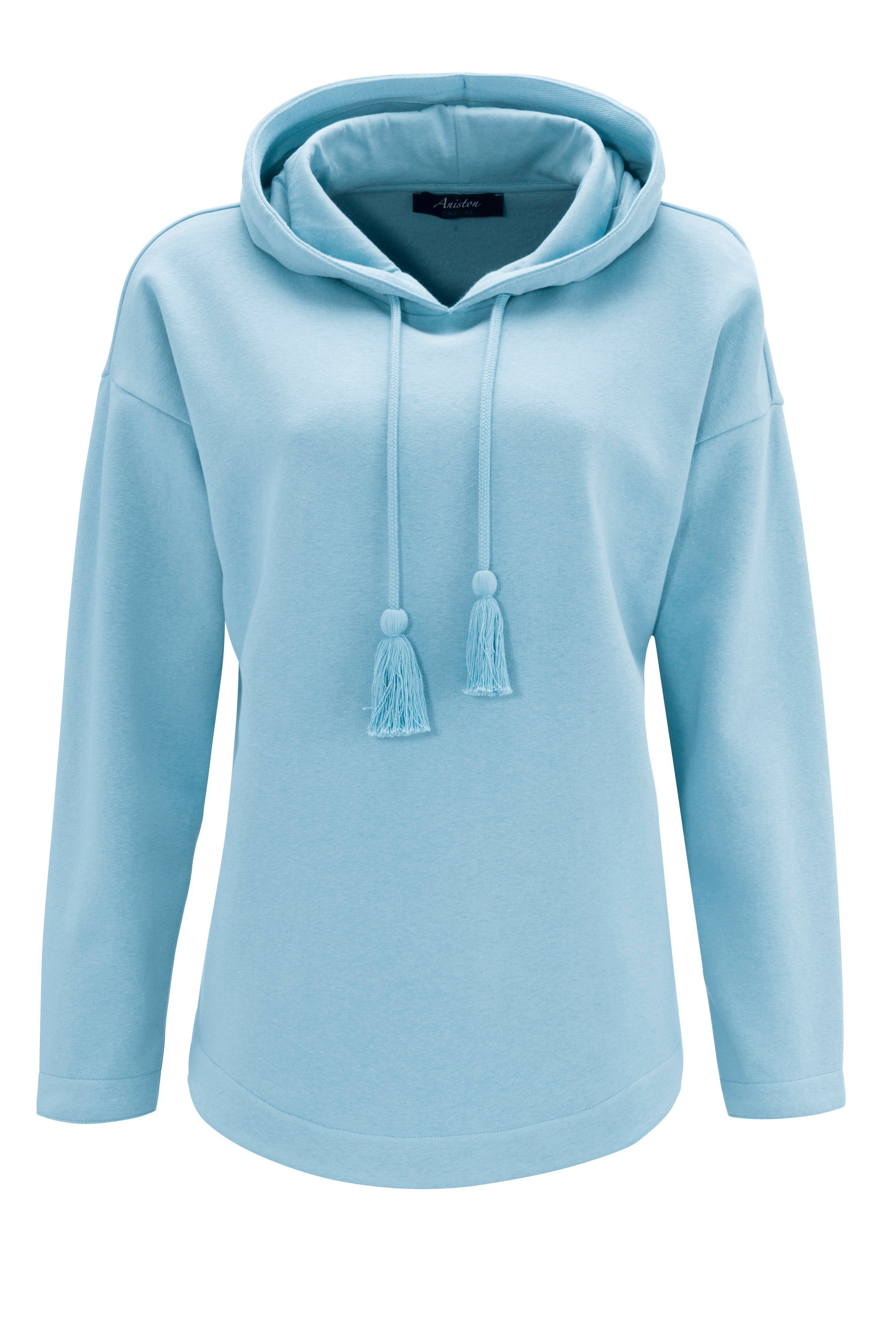 CASUAL Sweatshirt regulierbar Aniston mit Kordeln hellblau dekorativen Kapuze