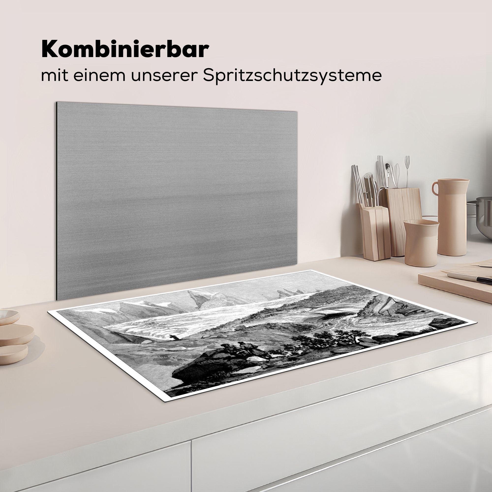 Herdblende-/Abdeckplatte cm, Illustration küche Eine Vinyl, Arbeitsplatte (1 für 83x51 des Ceranfeldabdeckung, tlg), Himalaya-Gletschers, MuchoWow