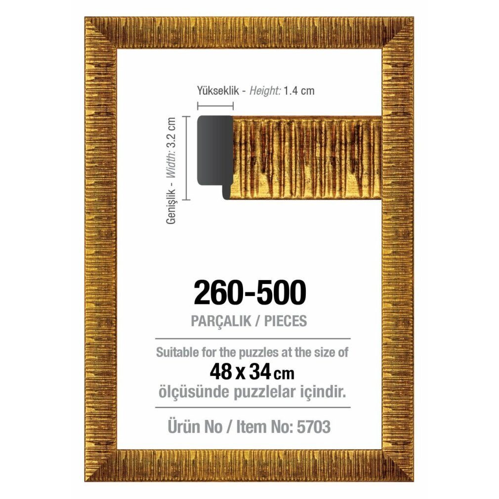 ART PUZZLE Puzzle Puzzlerahmen 48x34cm gold (5703), Puzzleteile