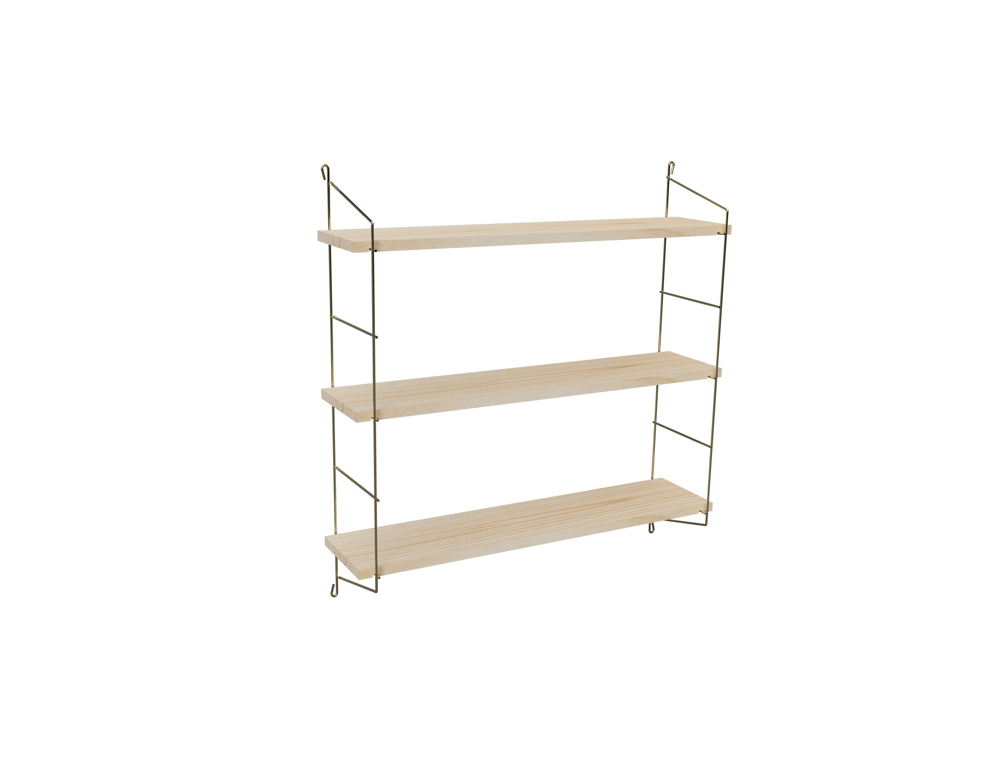 Wandregal Dreifach Goldfarben Metallrahmen Regal Hänge, Küchen, Bücherregal
