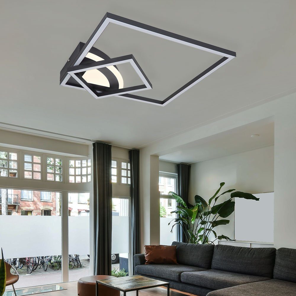 Design fest Wohnzimmerlampe Deckenleuchte LED Deckenlampe Warmweiß, etc-shop Deckenleuchte, schwarz verbaut, LED-Leuchtmittel LED modern