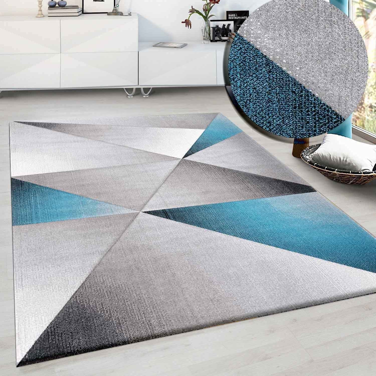 Teppich Teppich Geometrische Muster Kurzflorig Grau, Vimoda, Rechteckig