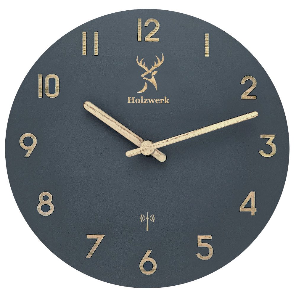 Holzwerk Funkwanduhr moderne Designer Loft Funk günstig online kaufen