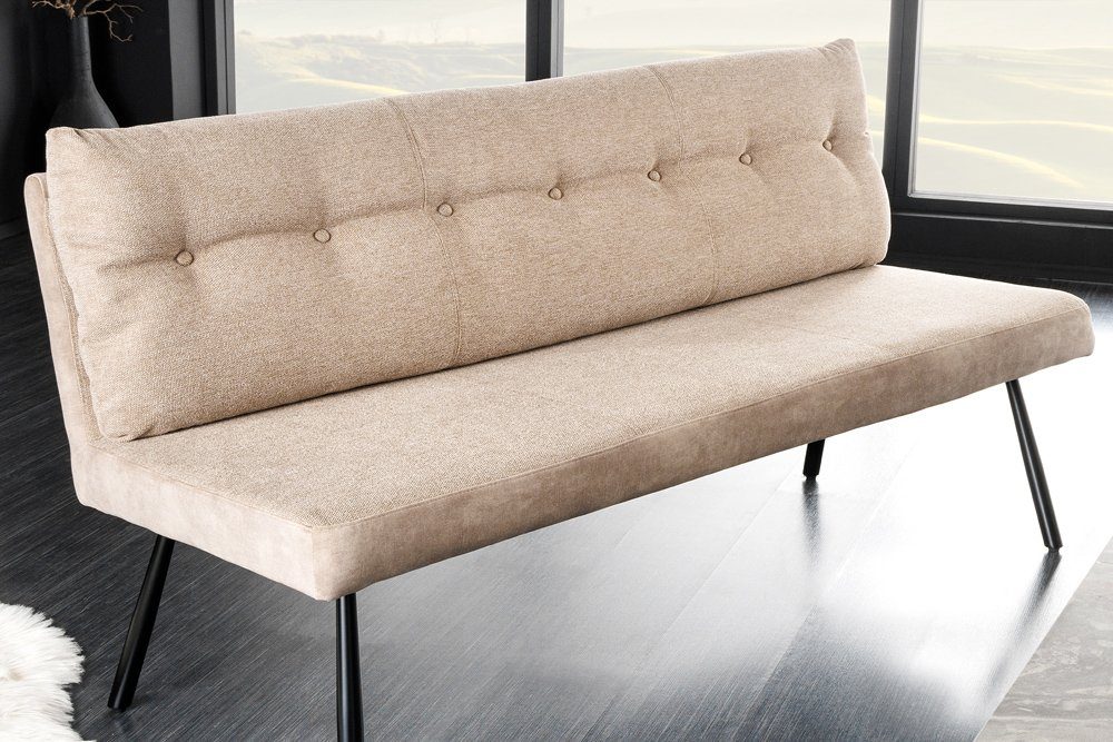riess-ambiente Sitzbank BIG GEORGE 160cm champagner beige / schwarz (Einzelartikel, 1-St), Samt · Strukturstoff · mit Lehne · Metall· Federkern · Modern Design