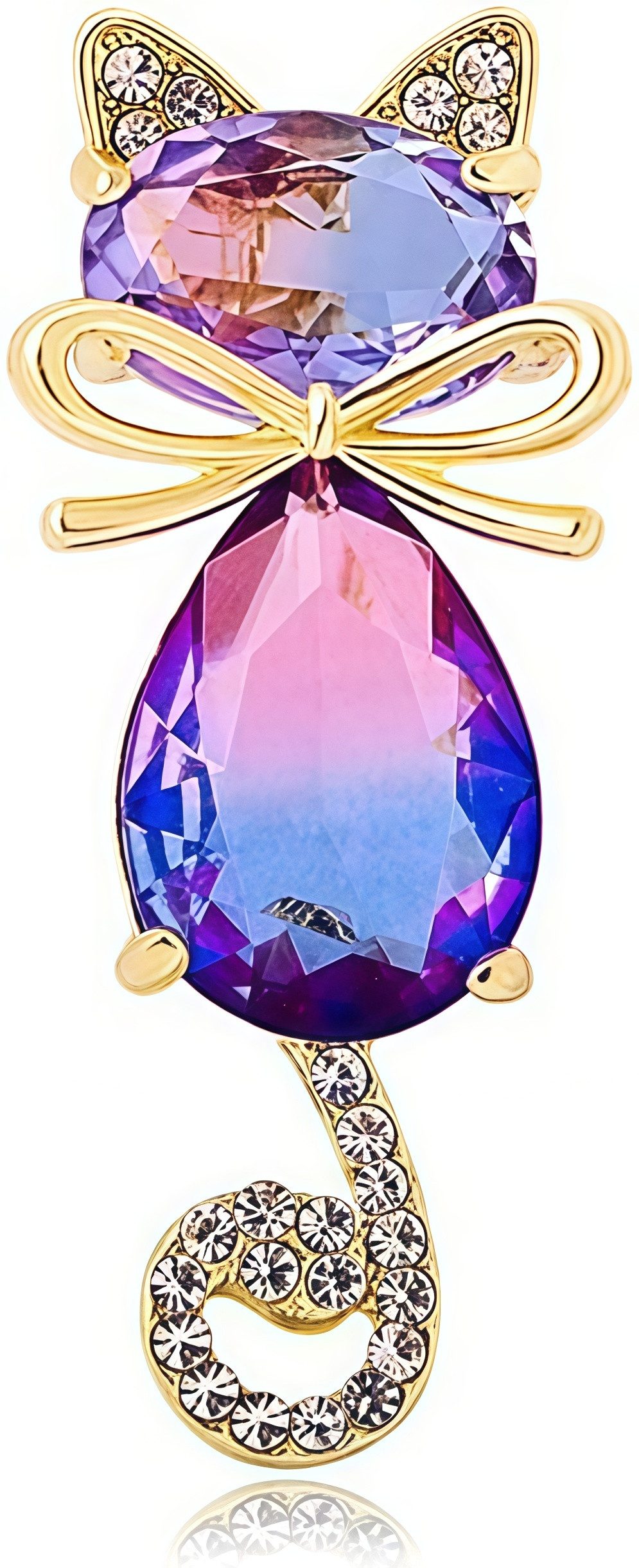 FOUORTUNATE-BEE Brosche Kristall-Katzenbrosche mit niedlicher Schleife und günstig online kaufen