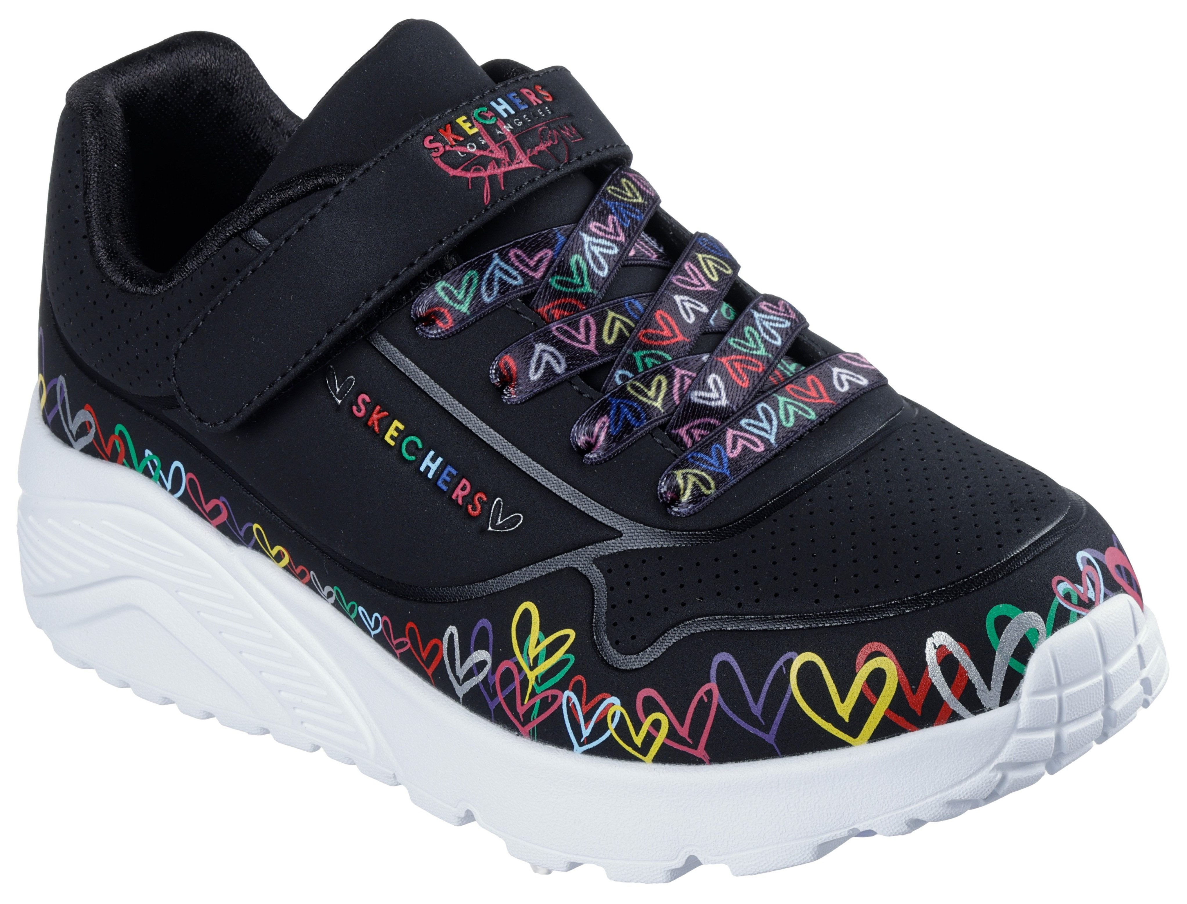 Skechers UNO LITE Sneaker Klettschuh mit bunten Herzen, Größenschablone zum Download