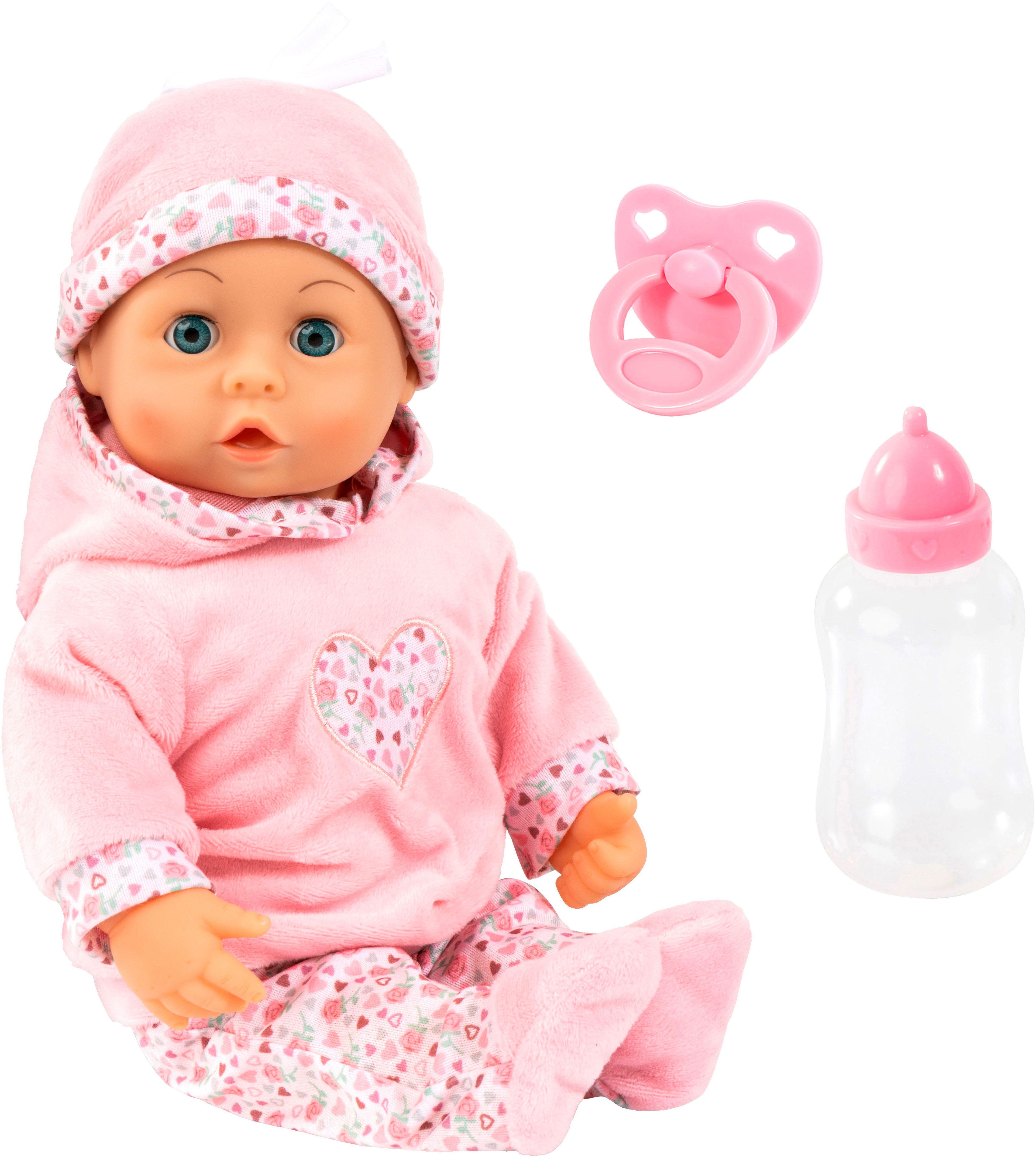 Bayer Babypuppe First Words Baby, 38 cm, rosa (3-tlg), mit Schlafaugen und günstig online kaufen