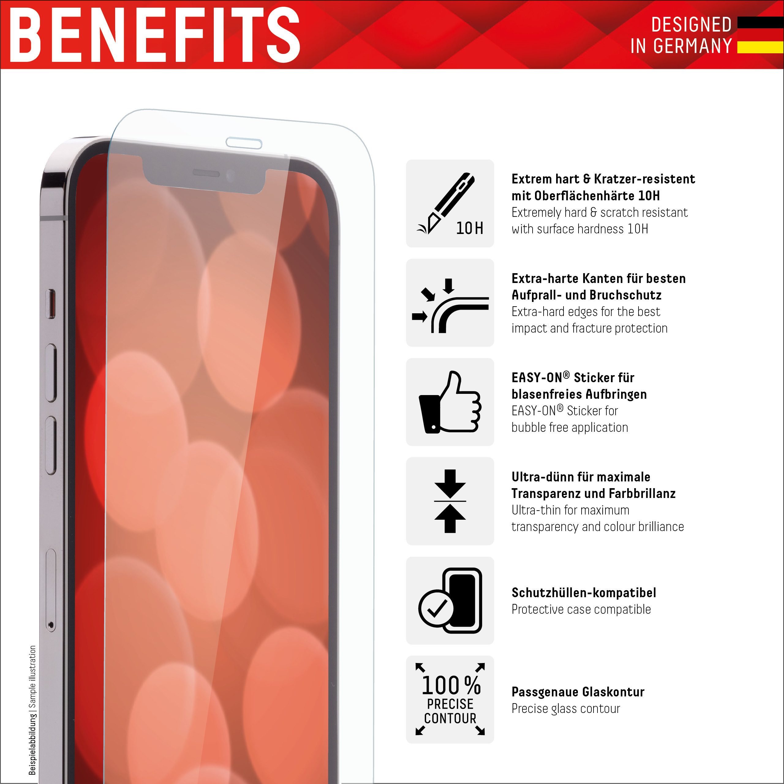 Displex Displayschutzglas DISPLEX Starter Kit - Real Glass + Case für Apple