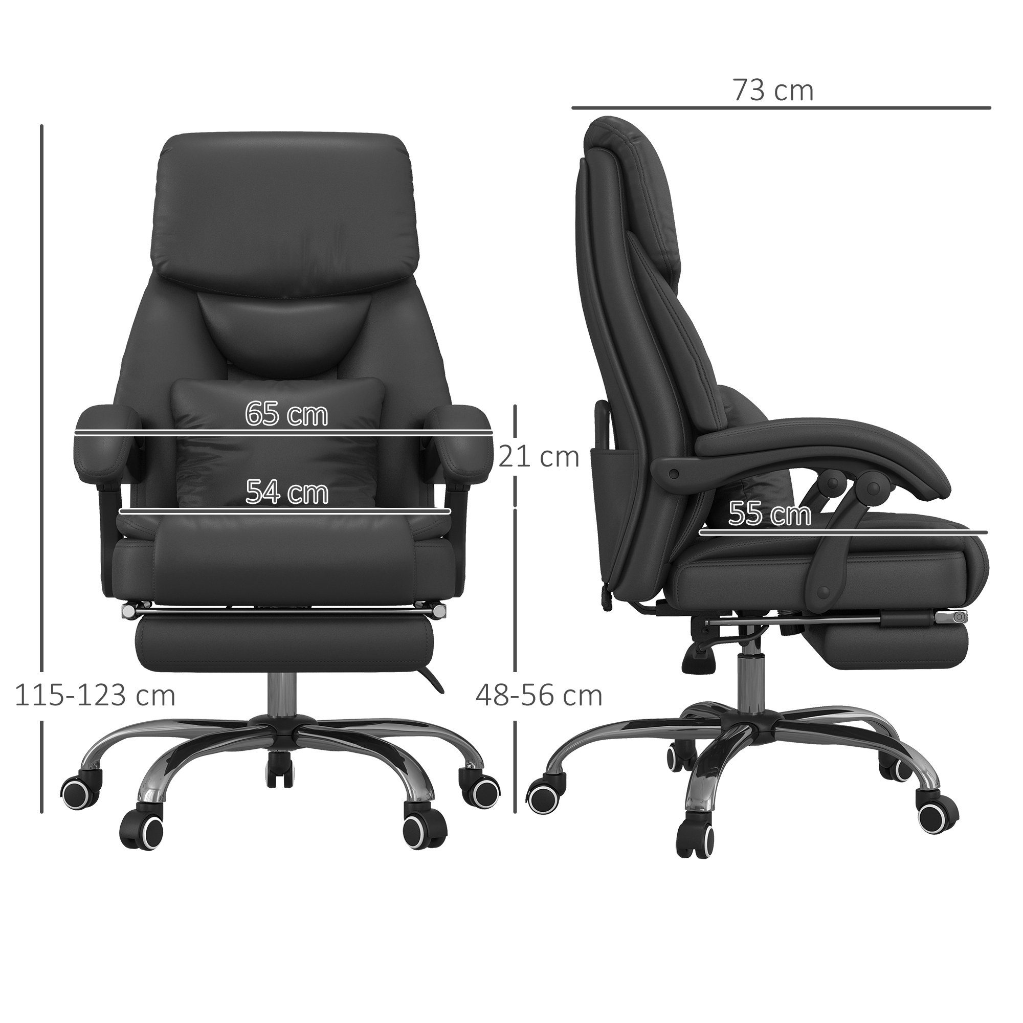 (Massage-Bürostuhl, 1 Vinsetto Bürostuhl Schreibtischstuhl mit Rückenlehne, mit Massagefunktion verstellbare Computerstuhl St),