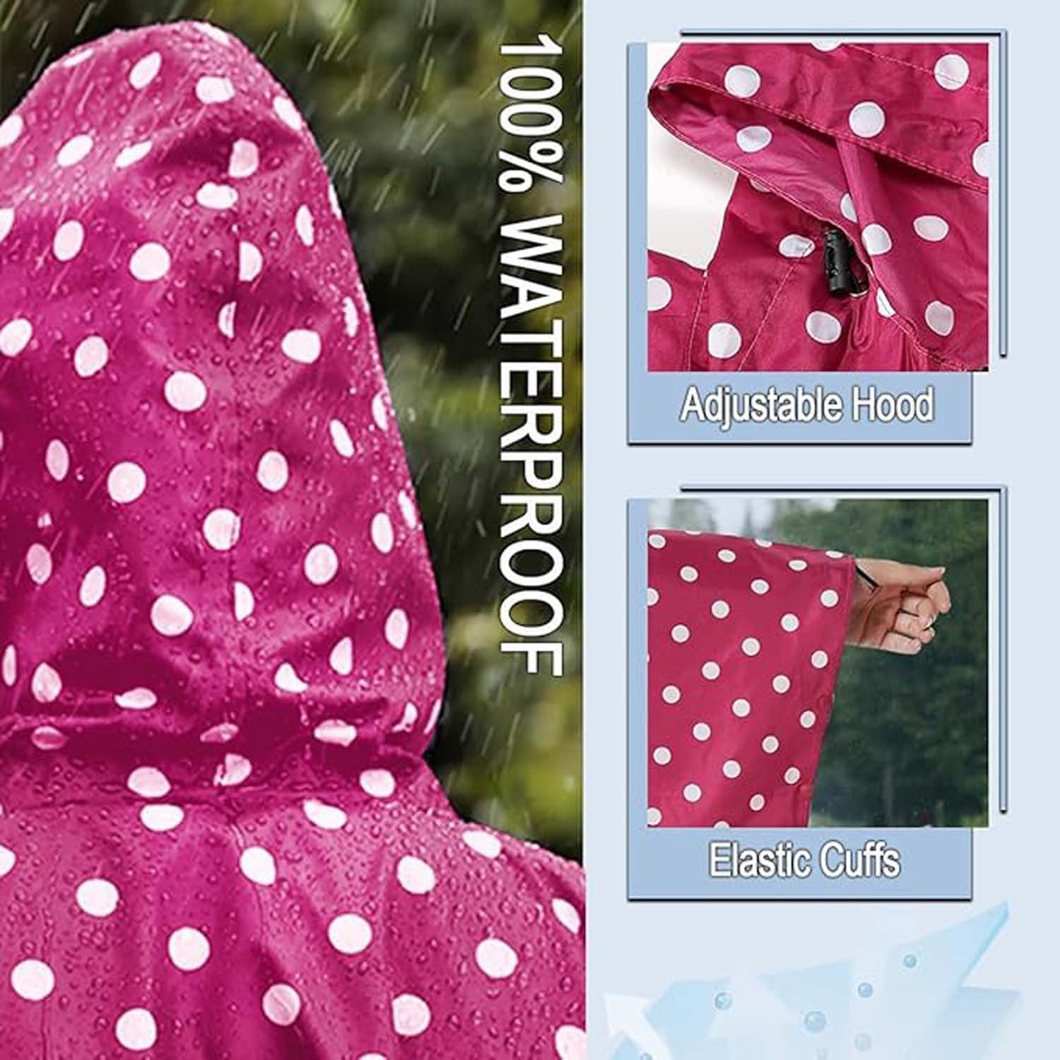 Coonoor Regenjacke Unisex Regenjacken Regencape, Wasserdicht mit Kapuze – Bild 3 von 5